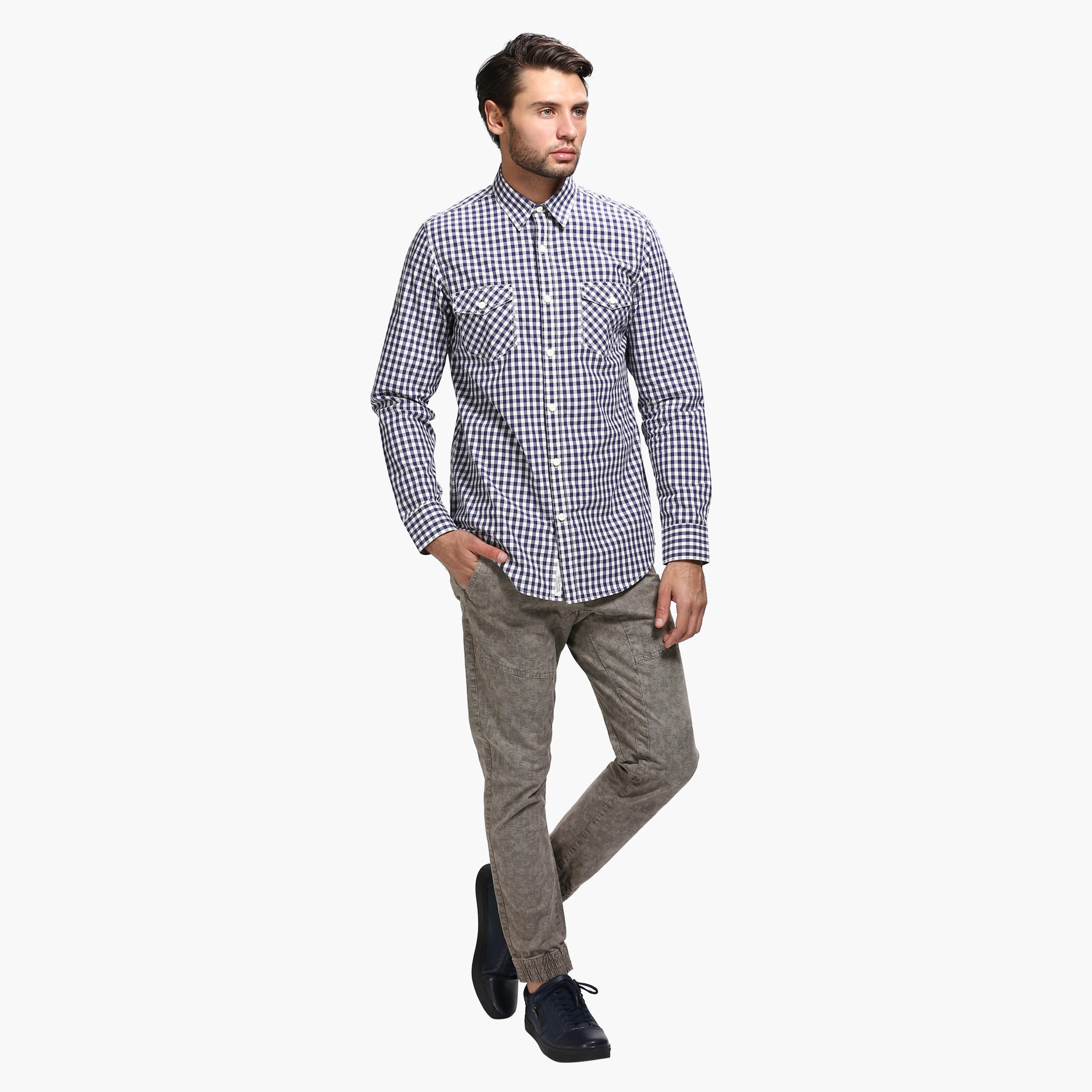 Casual Chequered Shirt with Long Sleeves in Slim Fit-men-clothing-shirts-image-5