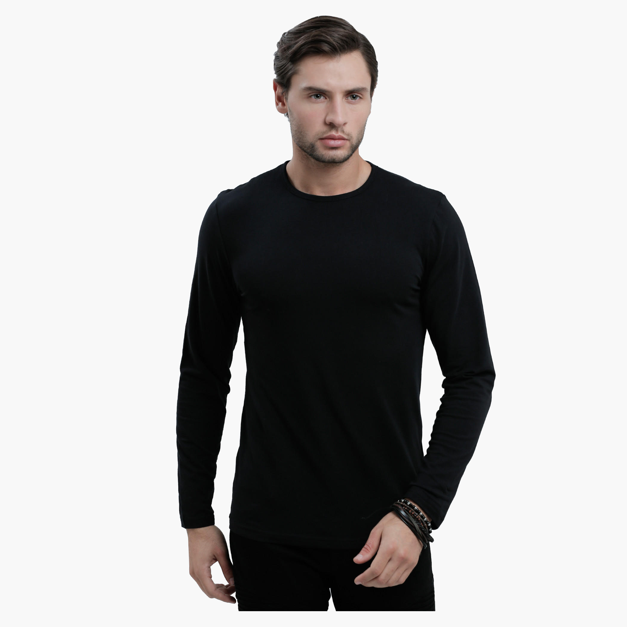 Lee Cooper Round Neck T-Shirt with Long Sleeves in Slim Fit-men-clothing-tshirtsandpolos-tshirts-image-1