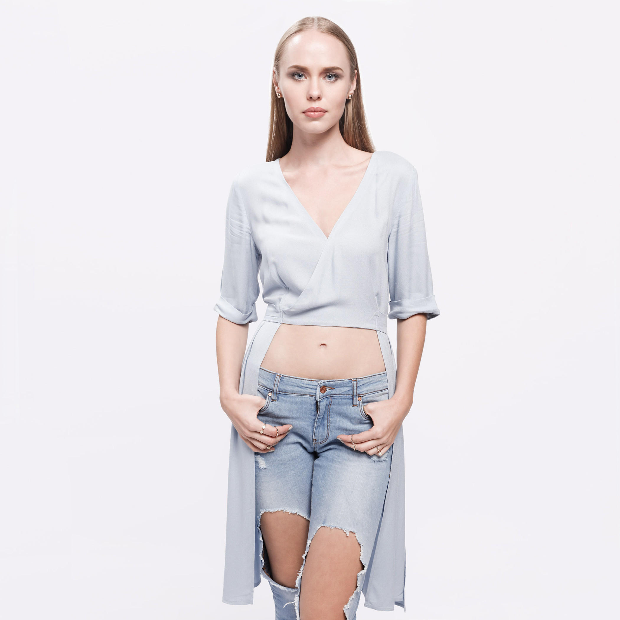 High Low Wrap Top with Surplice Neck-women-clothing-shirtsandblouses-blouses-image-5