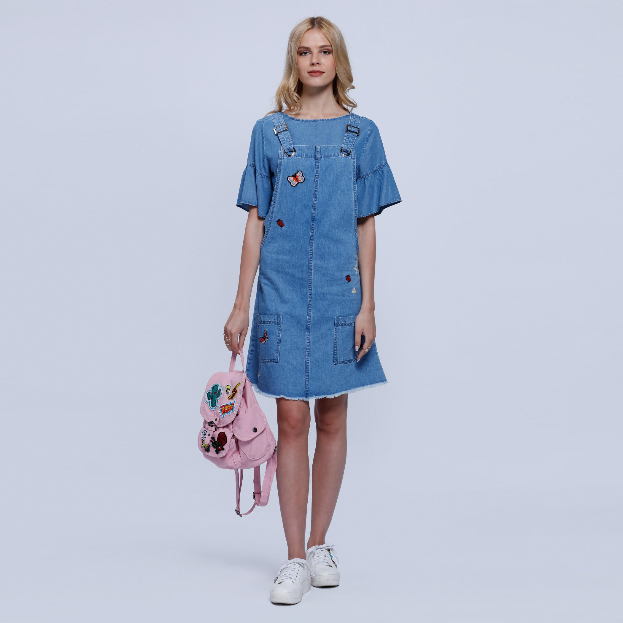 Lee Cooper Embroidered Denim Pinafore-women-clothing-dresses-image-5