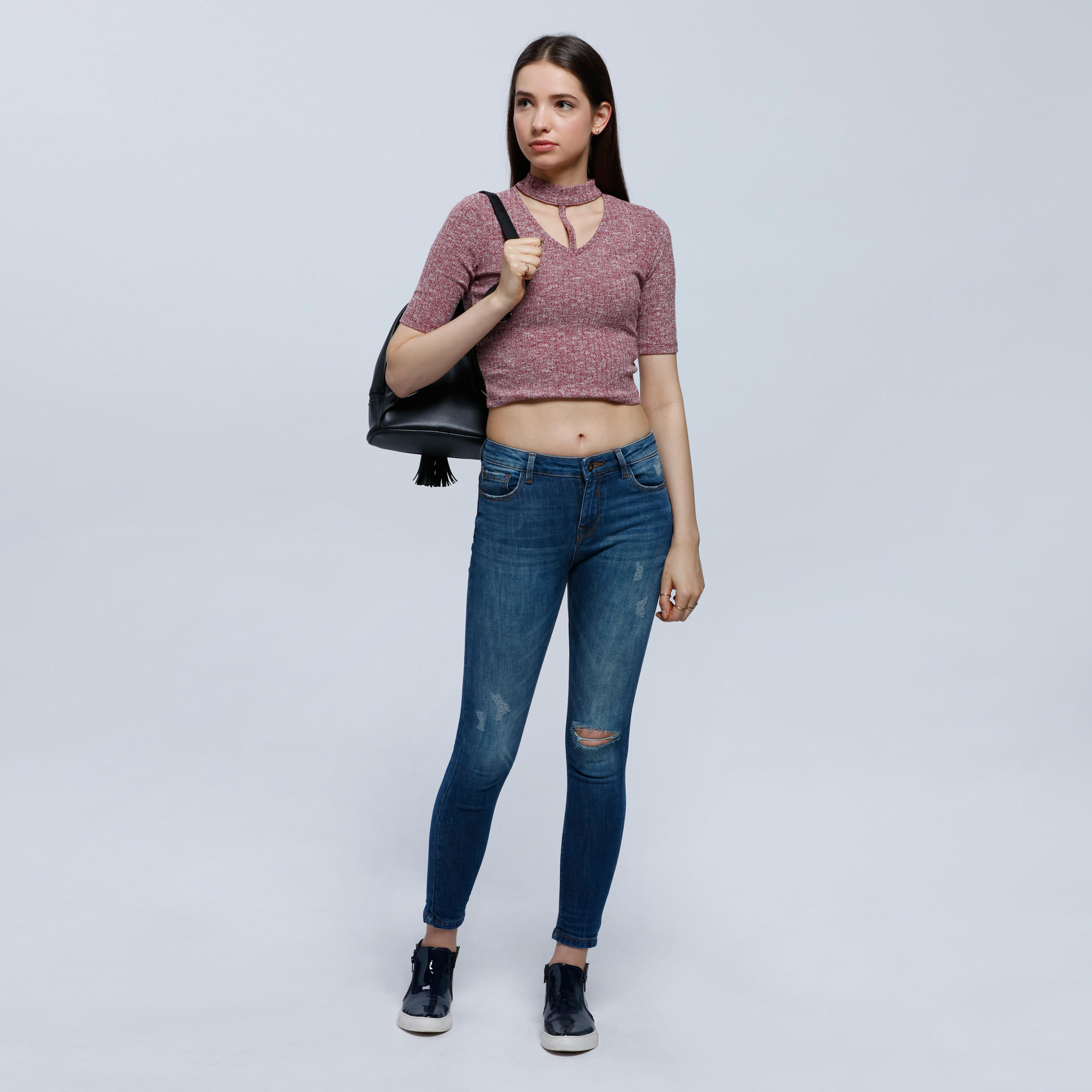 High Waist Jeans with Stone Wash and Distressed Pattern-women-clothing-bottoms-jeans-image-5