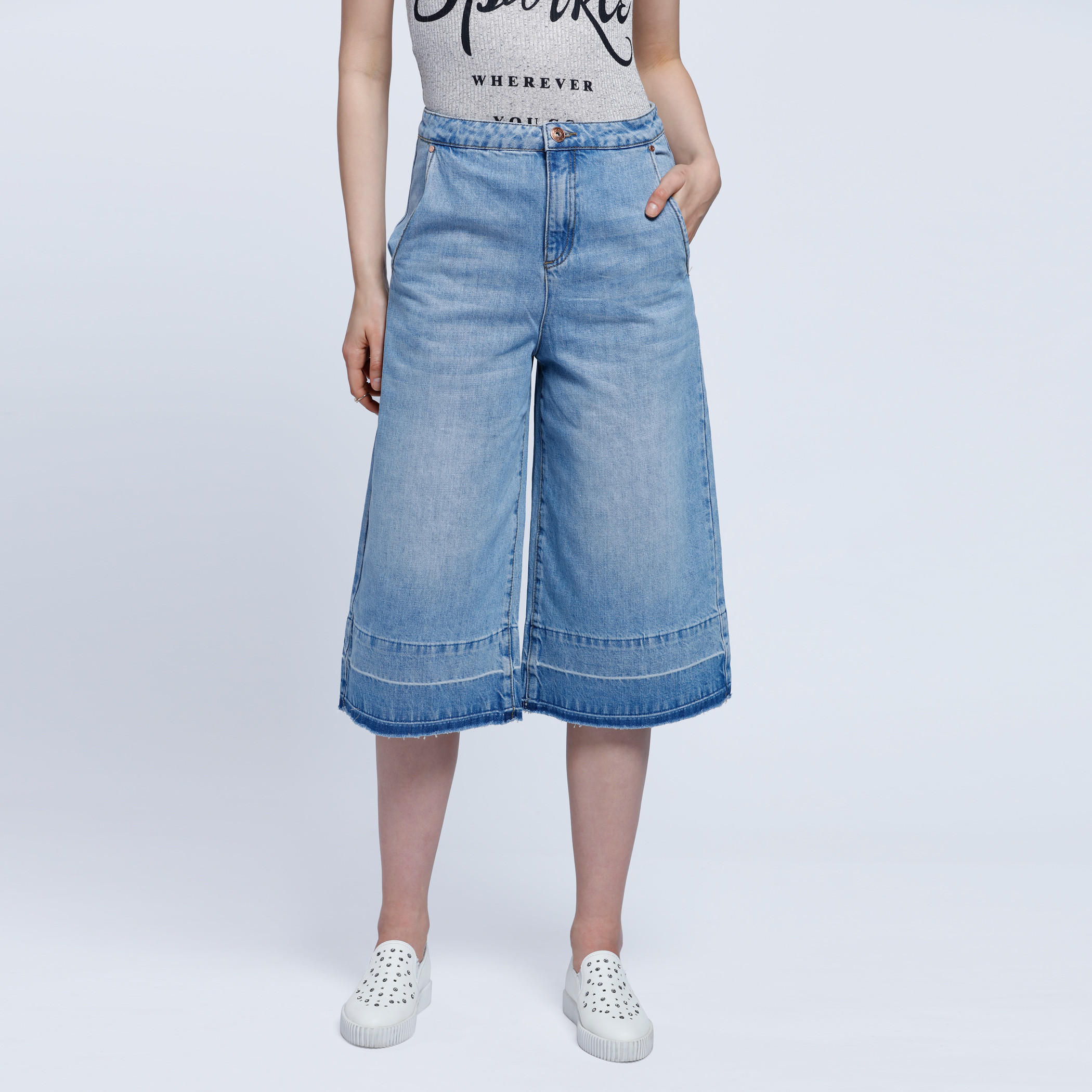 Denim Culottes with Raw Hem-women-clothing-bottoms-jeans-image-1