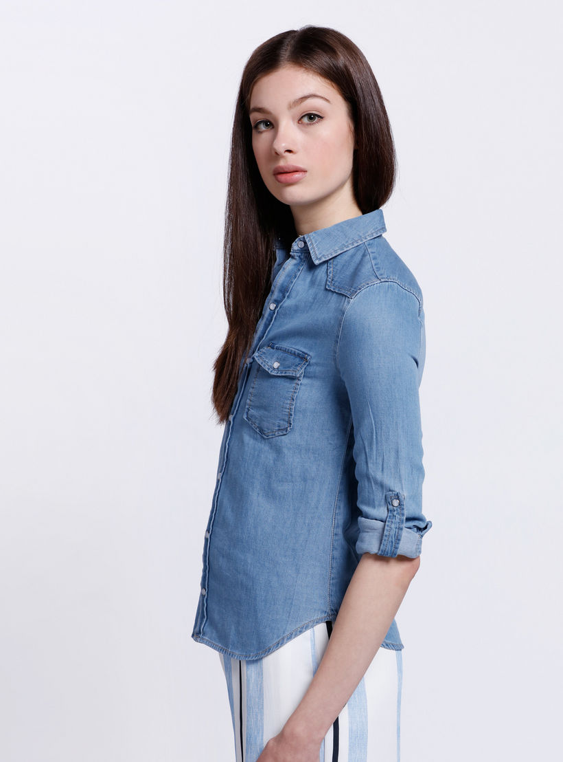 Denim Shirt with Long Sleeves-women-clothing-shirtsandblouses-blouses-image-3