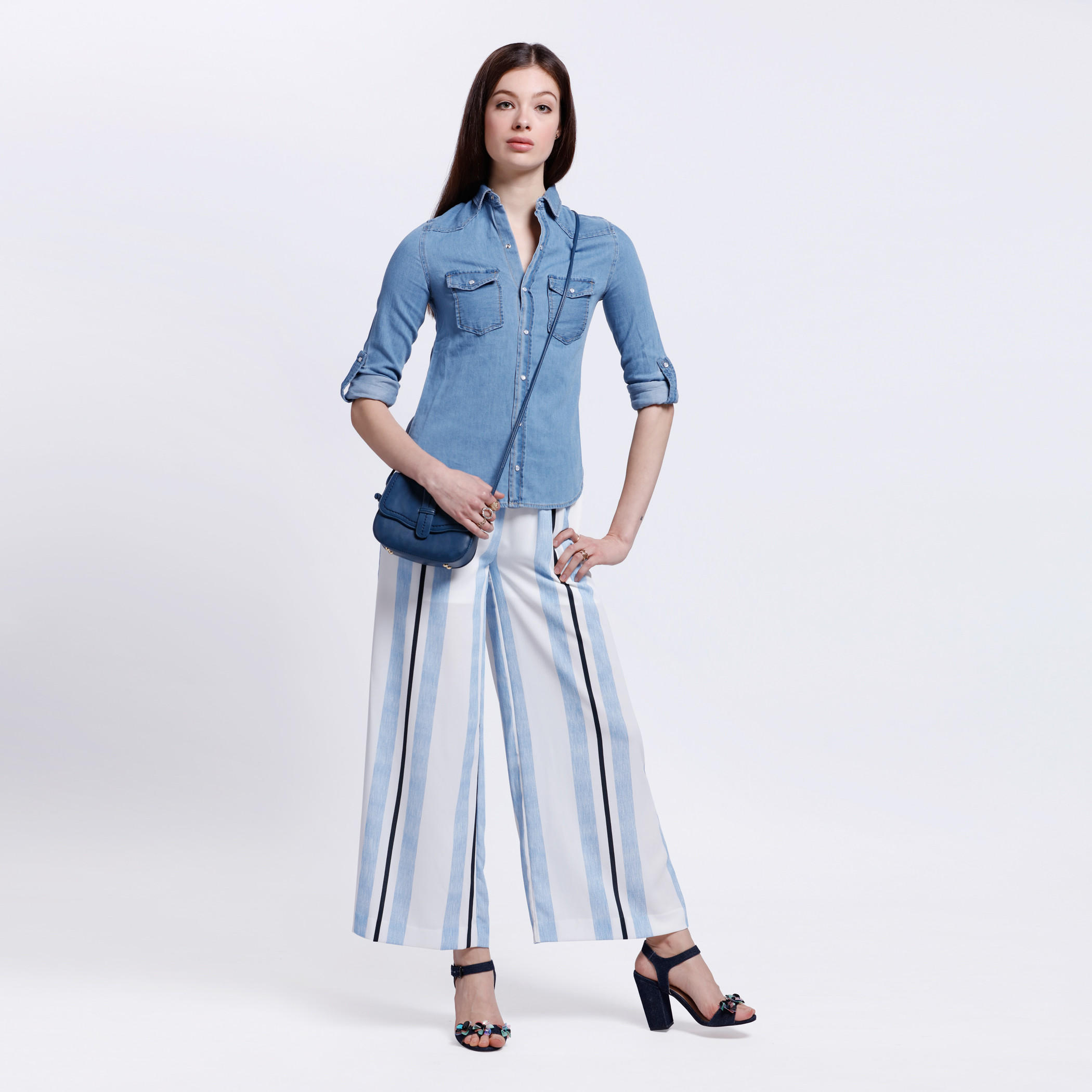 Denim Shirt with Long Sleeves-women-clothing-shirtsandblouses-blouses-image-1