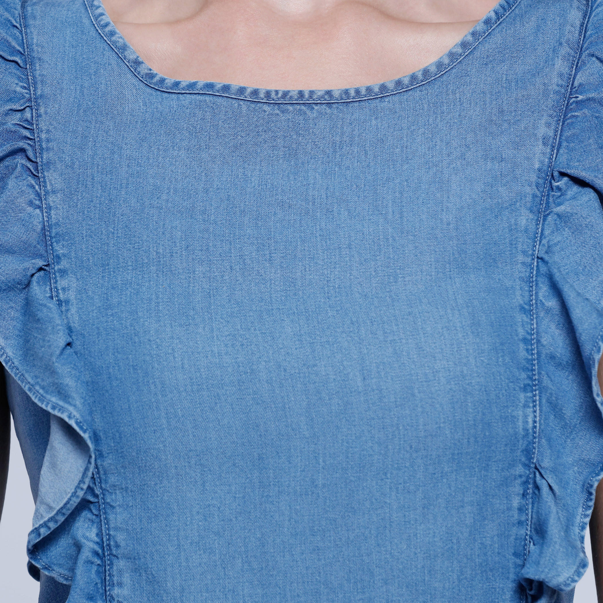 Lee Cooper Denim A-Line Dress with Frills-women-clothing-dresses-image-4