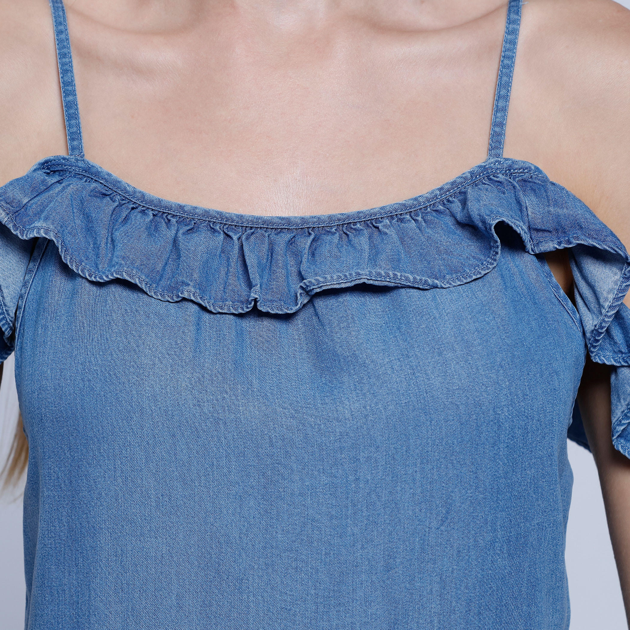 Lee Cooper Denim A-Line Dress with Cold Shoulders-women-clothing-dresses-image-2