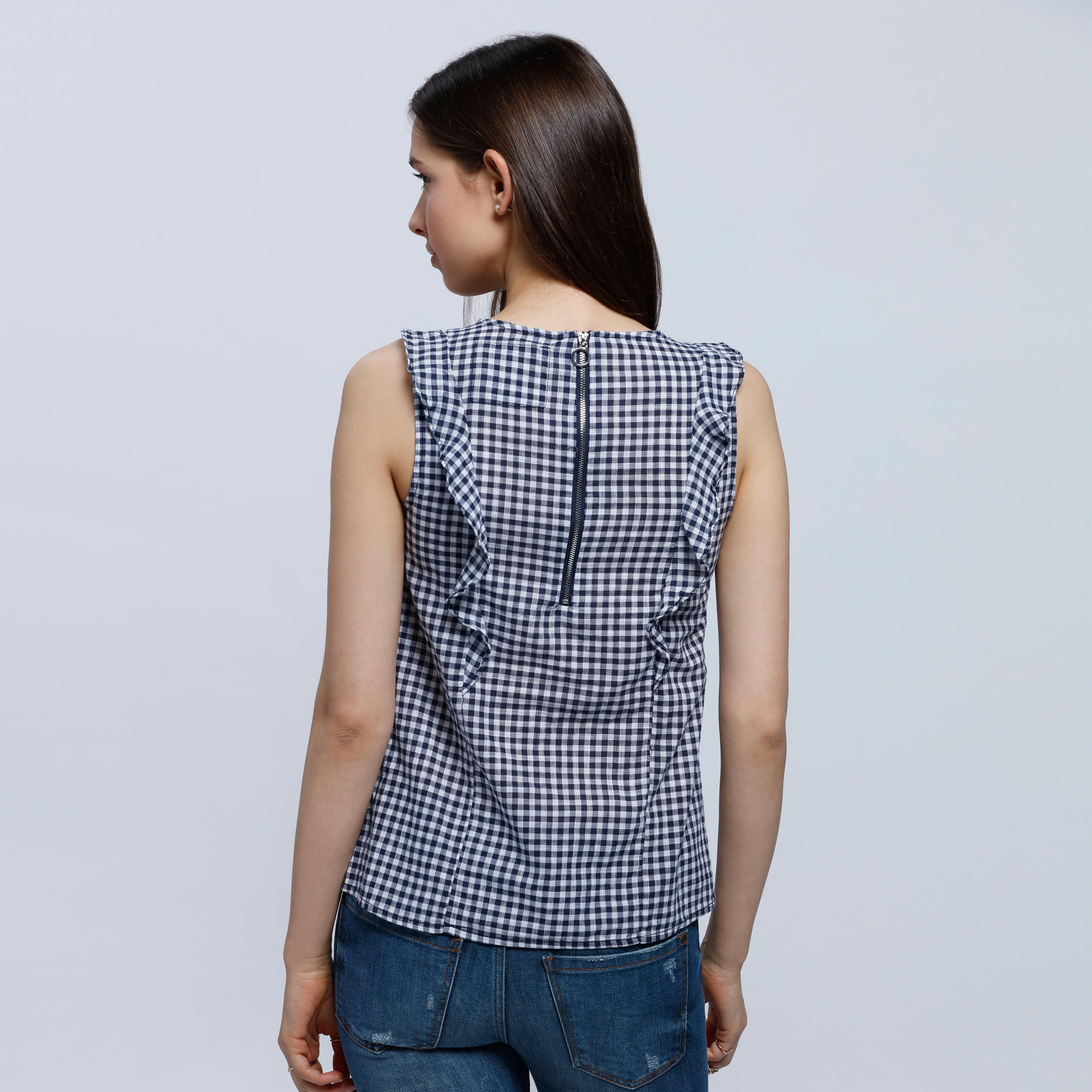 Chequered Sleeveless Frill Top-women-clothing-shirtsandblouses-blouses-image-4