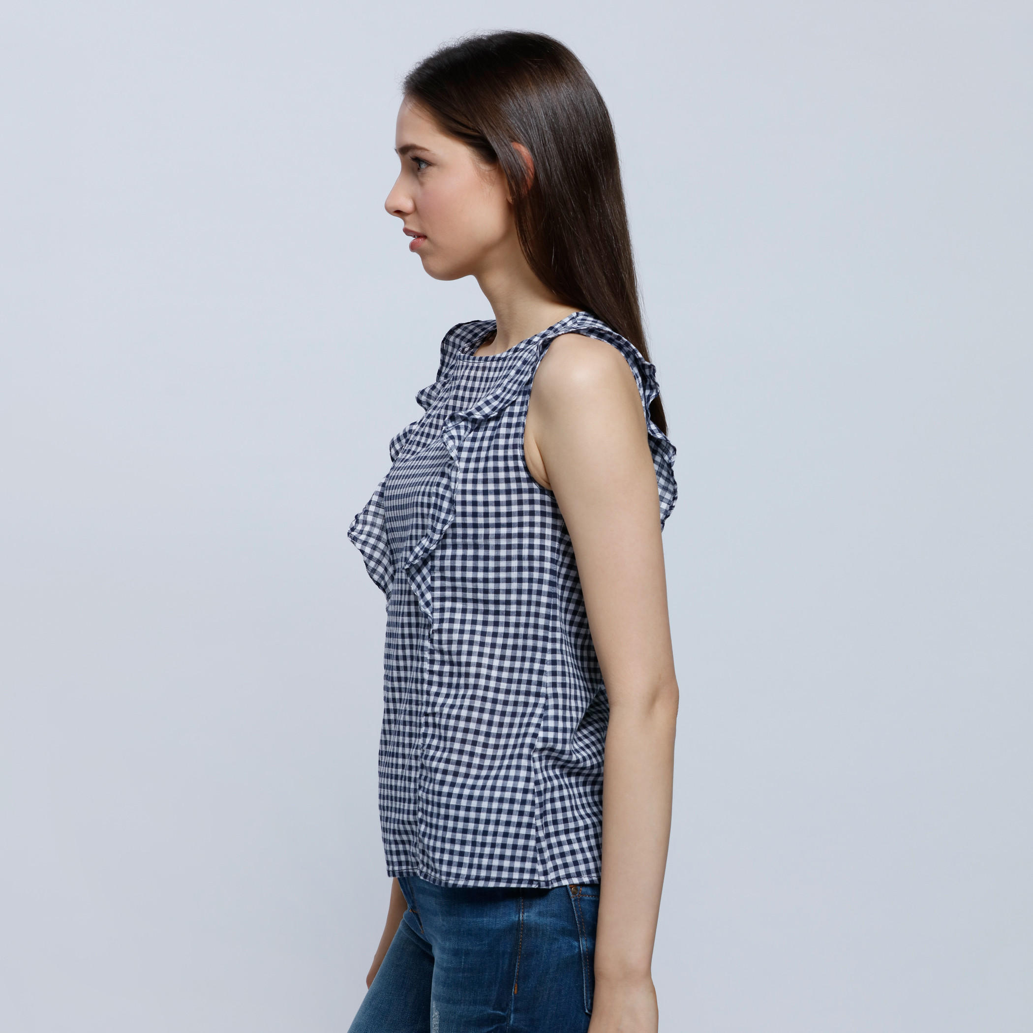 Chequered Sleeveless Frill Top-women-clothing-shirtsandblouses-blouses-image-3