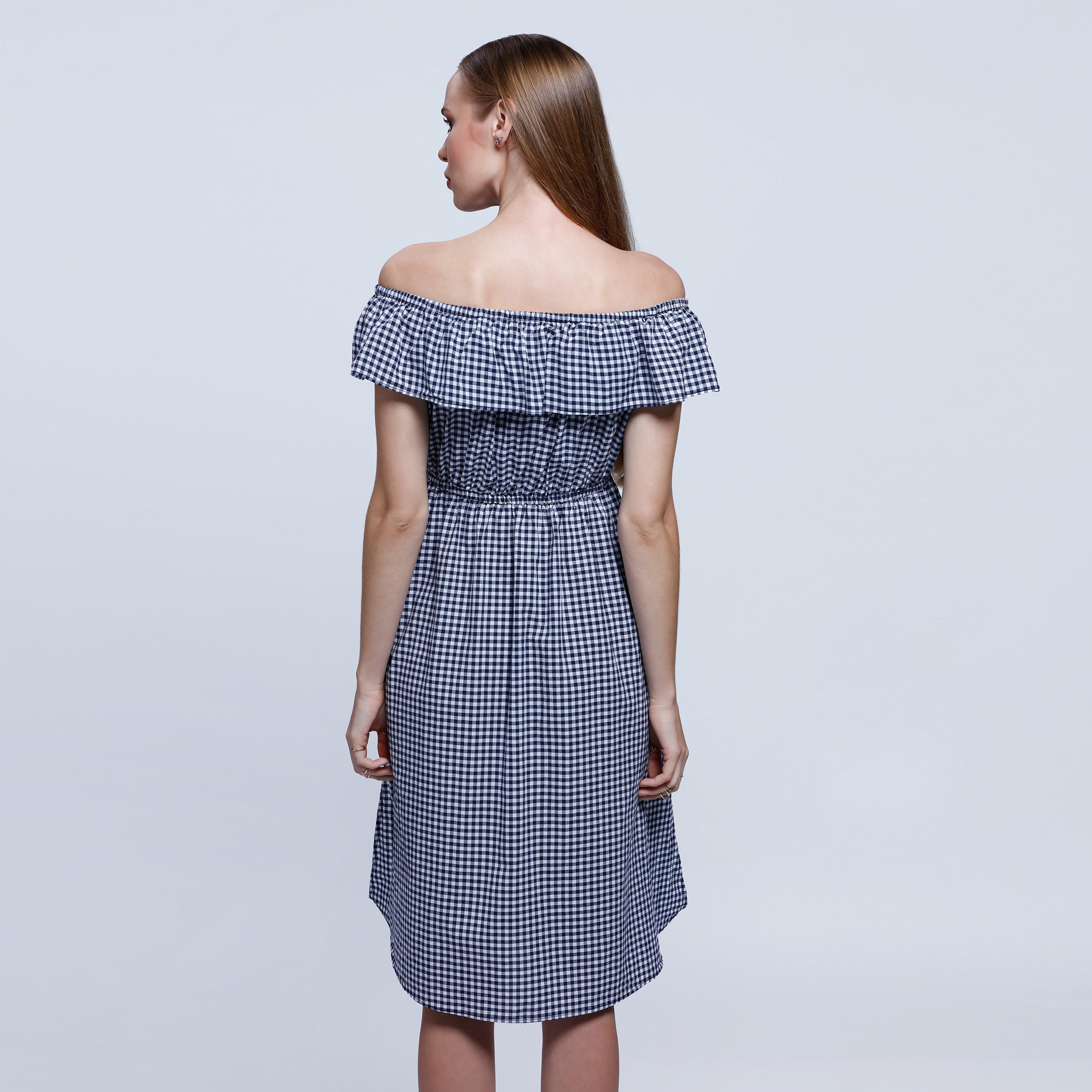 Lee Cooper Chequered Off Shoulder Dress-women-clothing-dresses-image-2