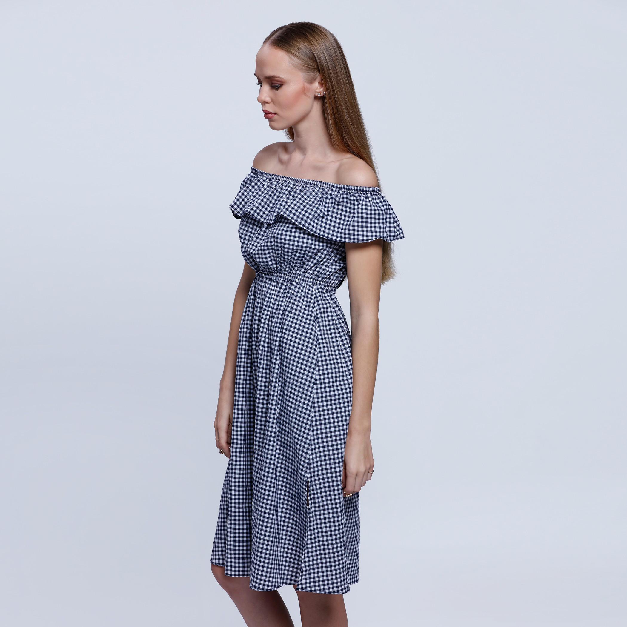 Lee Cooper Chequered Off Shoulder Dress-women-clothing-dresses-image-3