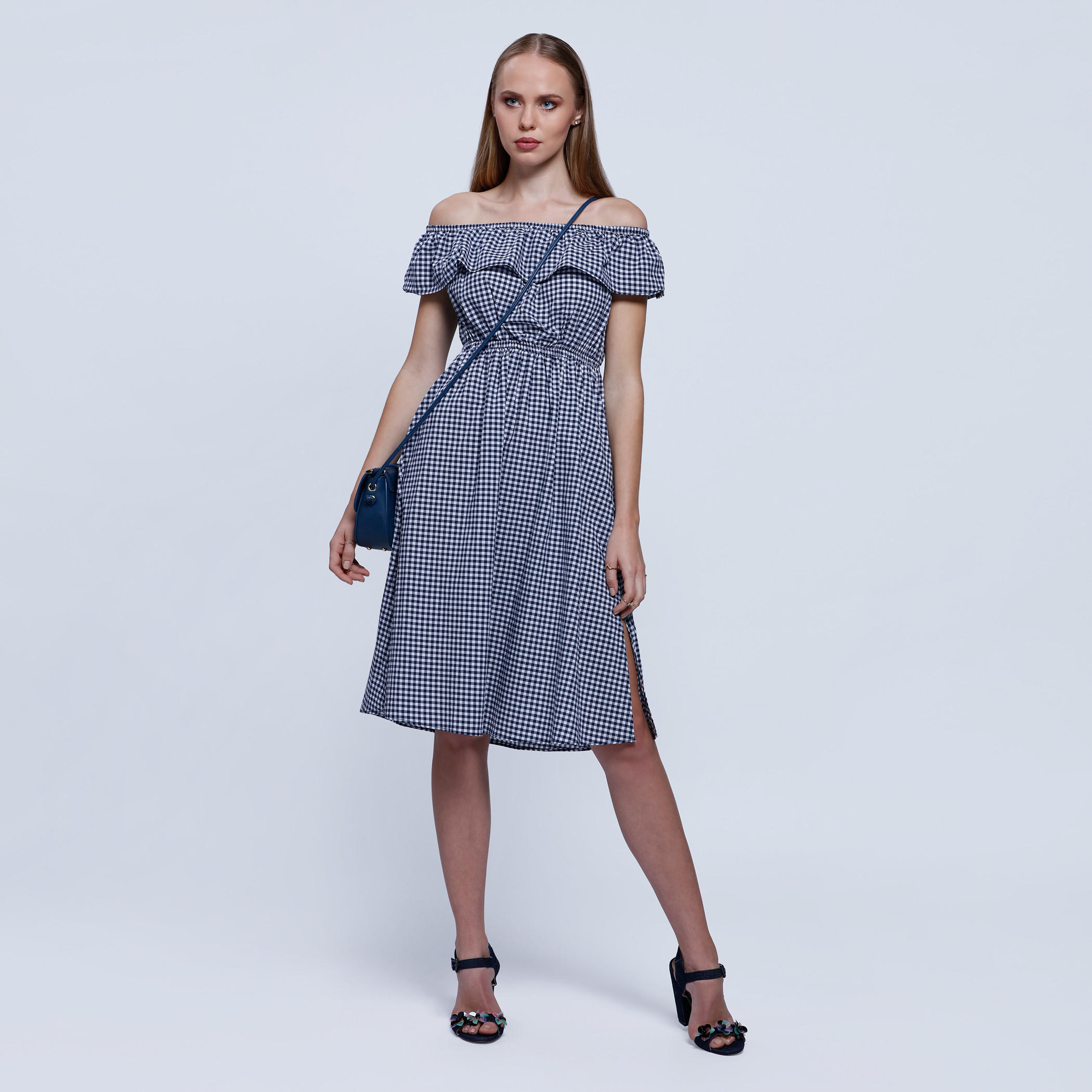 Lee Cooper Chequered Off Shoulder Dress-women-clothing-dresses-image-5
