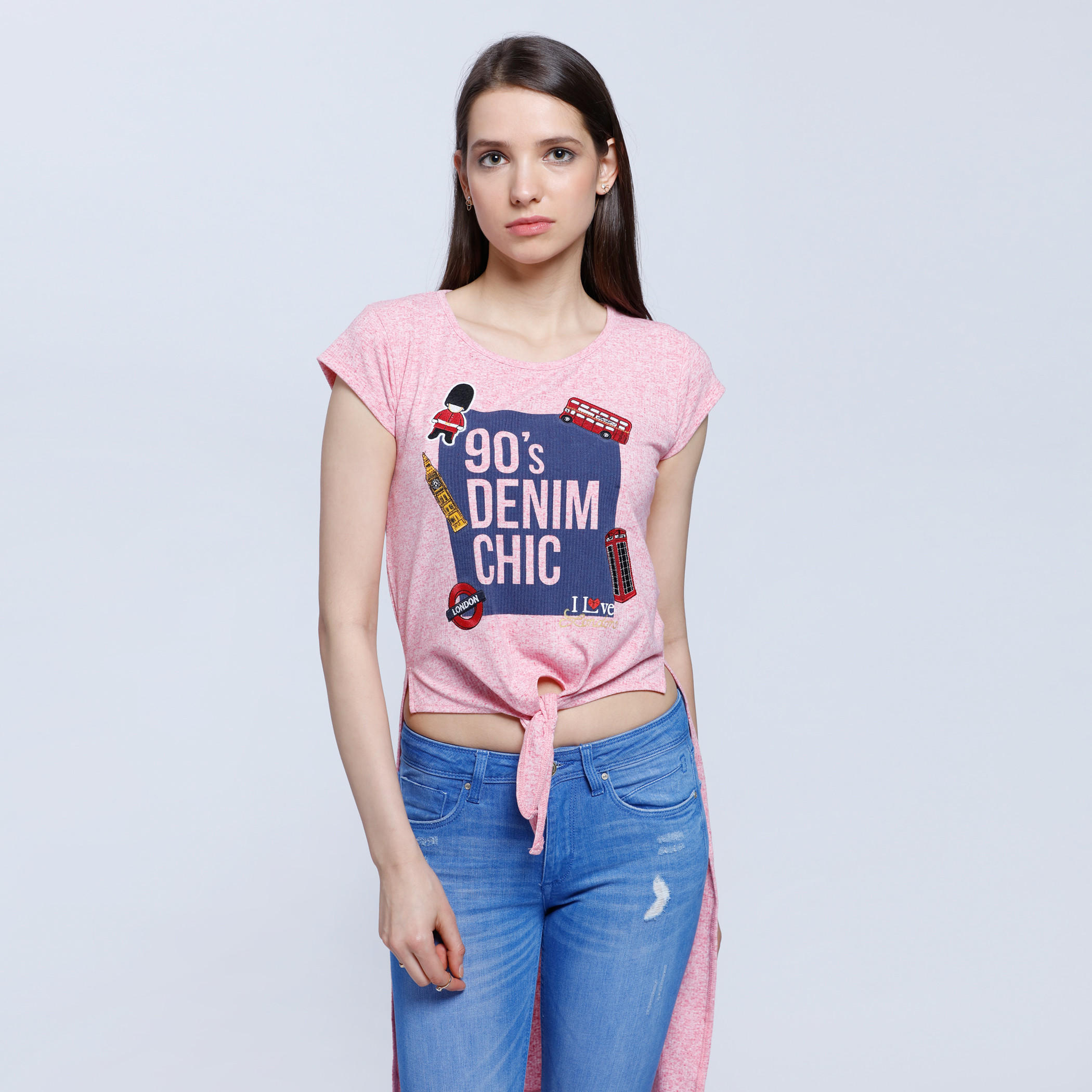 Lee Cooper Printed T-Shirt with Short Sleeves-women-clothing-tshirts-image-1