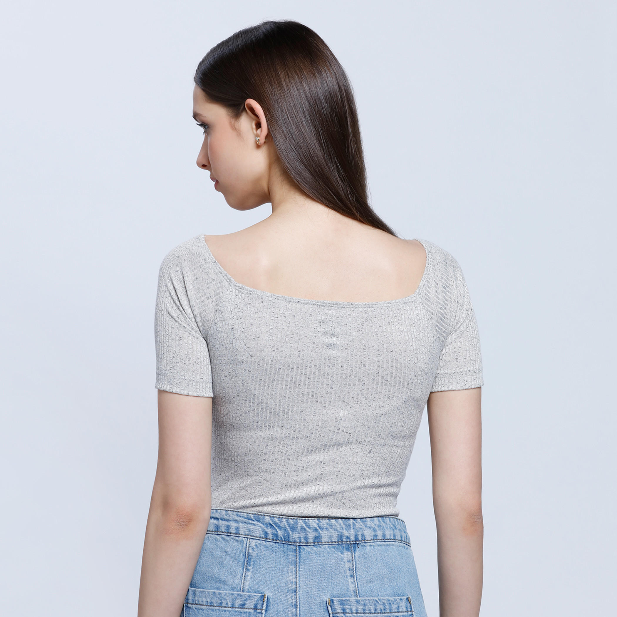 Lee Cooper Ribbed Bodysuit with Round Neck and Short Sleeves-women-clothing-tshirts-image-2