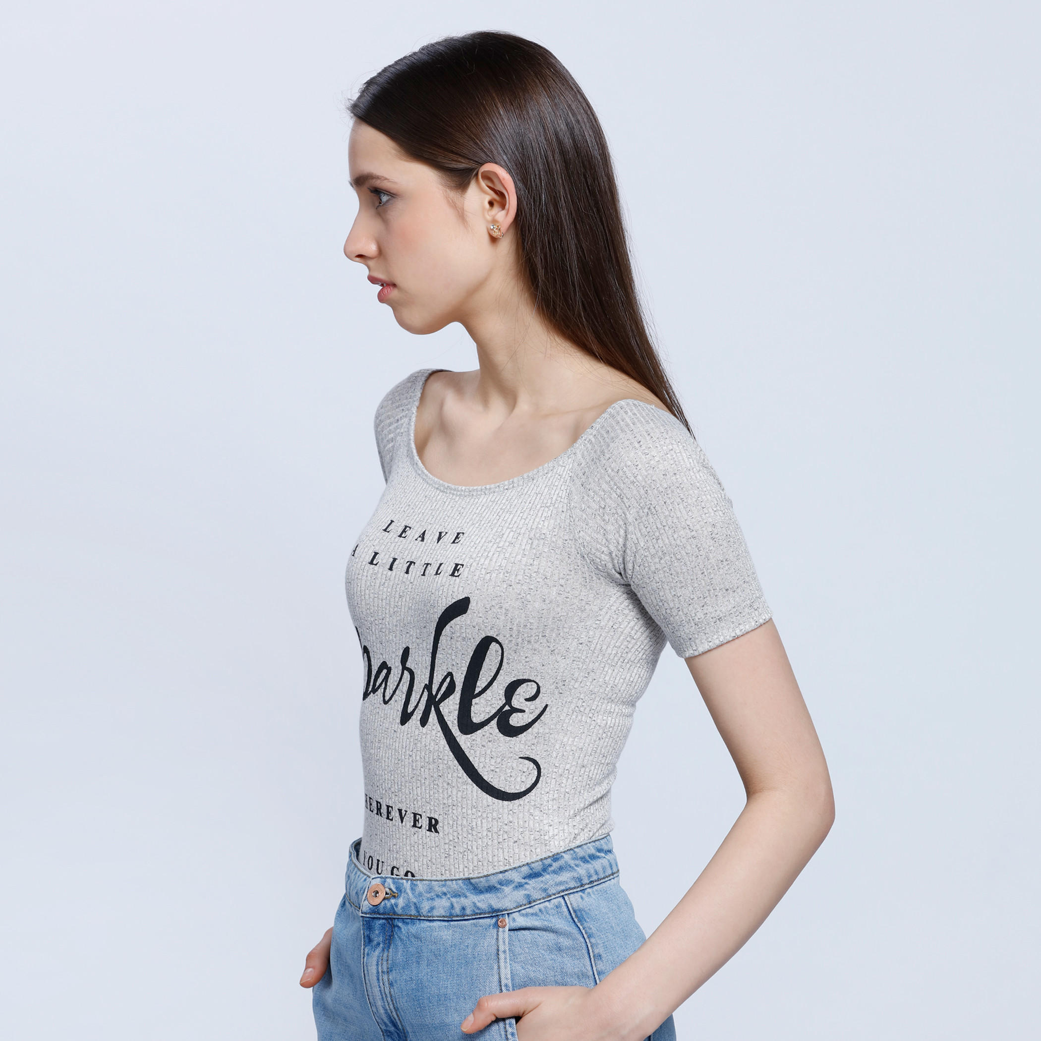 Lee Cooper Ribbed Bodysuit with Round Neck and Short Sleeves-women-clothing-tshirts-image-3