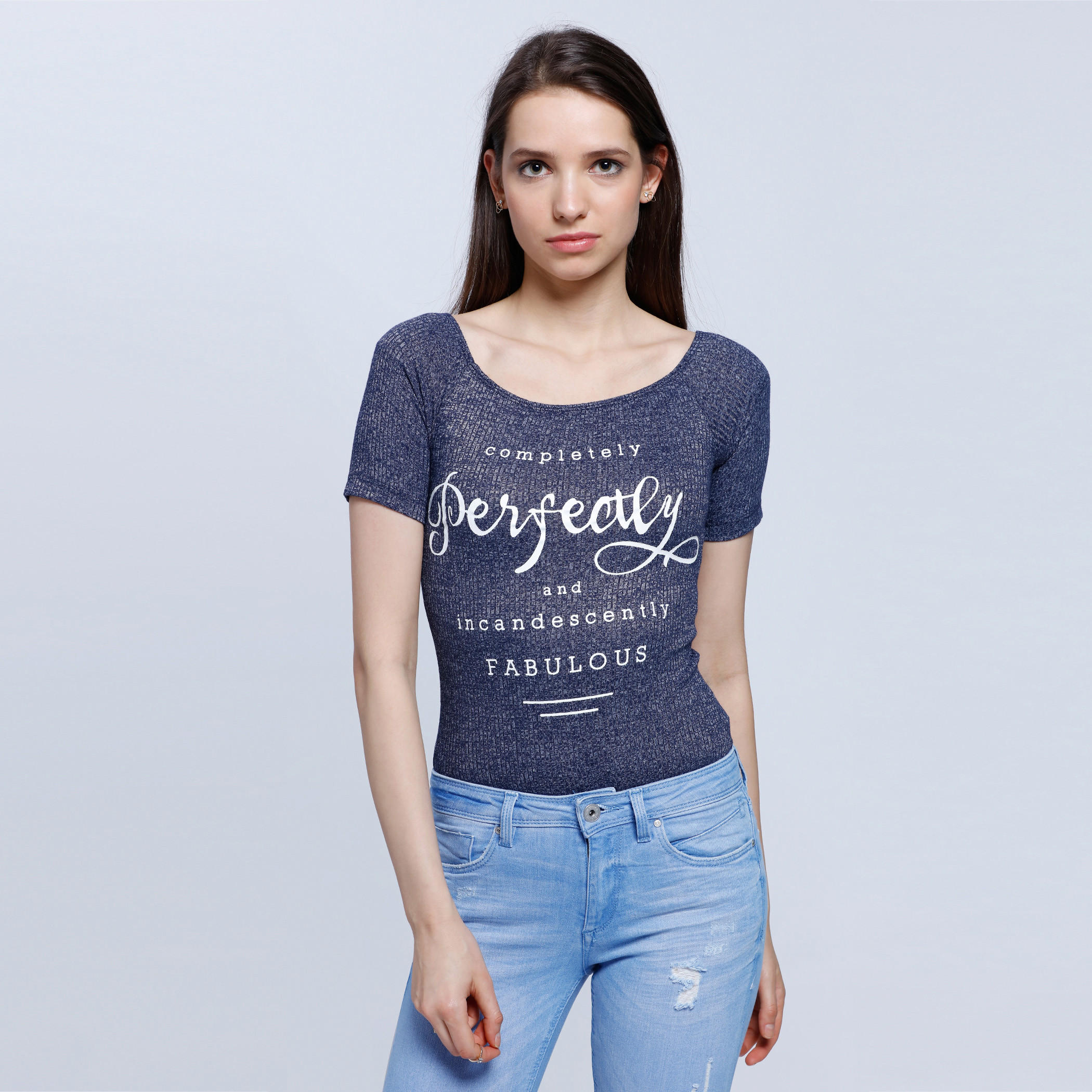 Lee Cooper Ribbed Bodysuit with Round Neck and Short Sleeves-women-clothing-tshirts-image-1