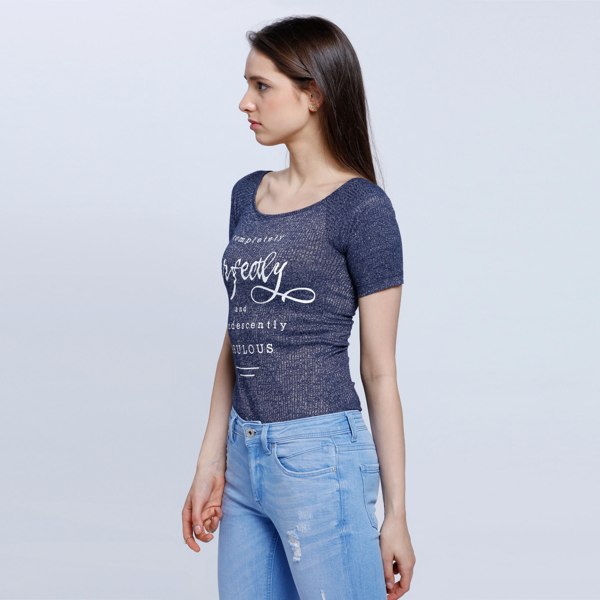 Lee Cooper Ribbed Bodysuit with Round Neck and Short Sleeves-women-clothing-tshirts-image-3