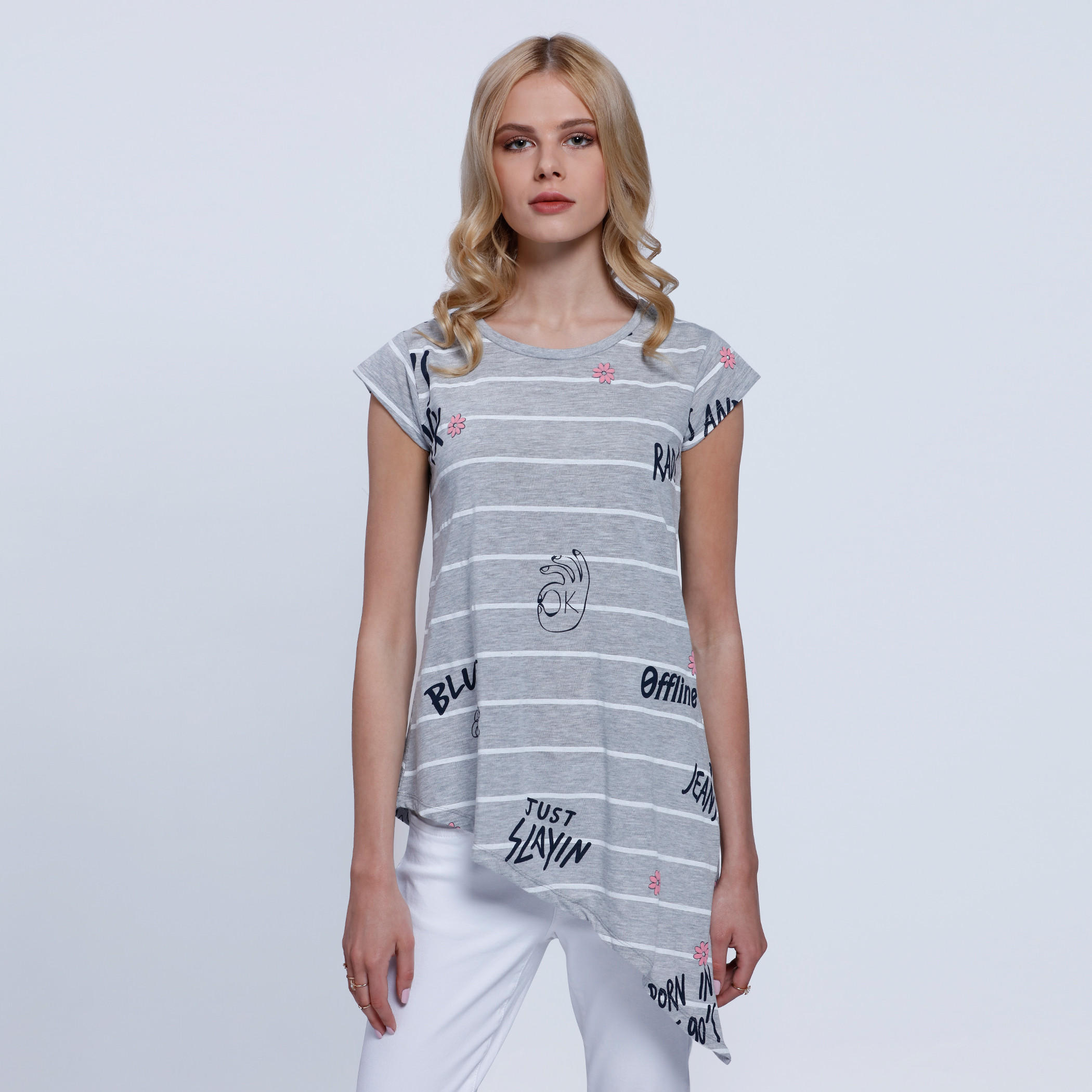 Lee Cooper Printed T-Shirt with Short Sleeves-women-clothing-tshirts-image-1