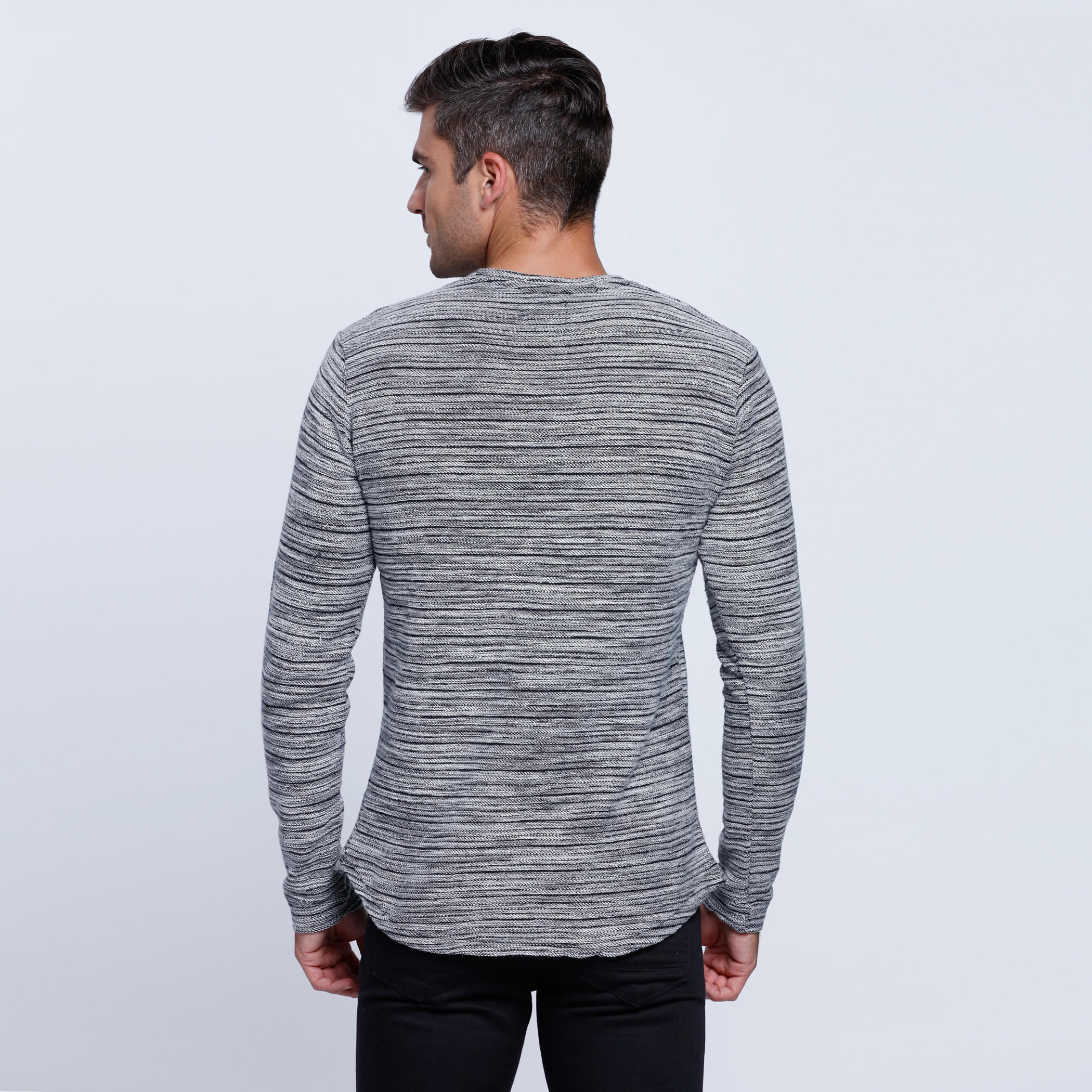 Lee Cooper Textured T-Shirt with Crew Neck and Long Sleeves-men-clothing-tshirtsandpolos-tshirts-image-2