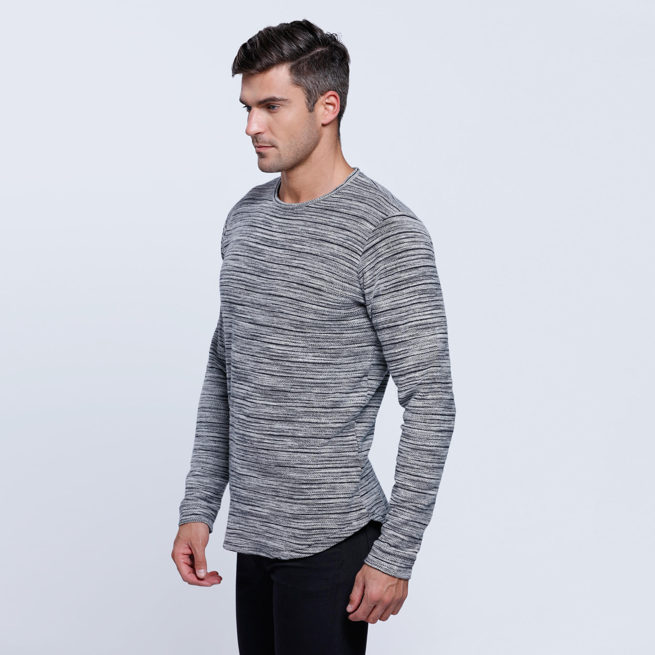 Lee Cooper Textured T-Shirt with Crew Neck and Long Sleeves-men-clothing-tshirtsandpolos-tshirts-image-3