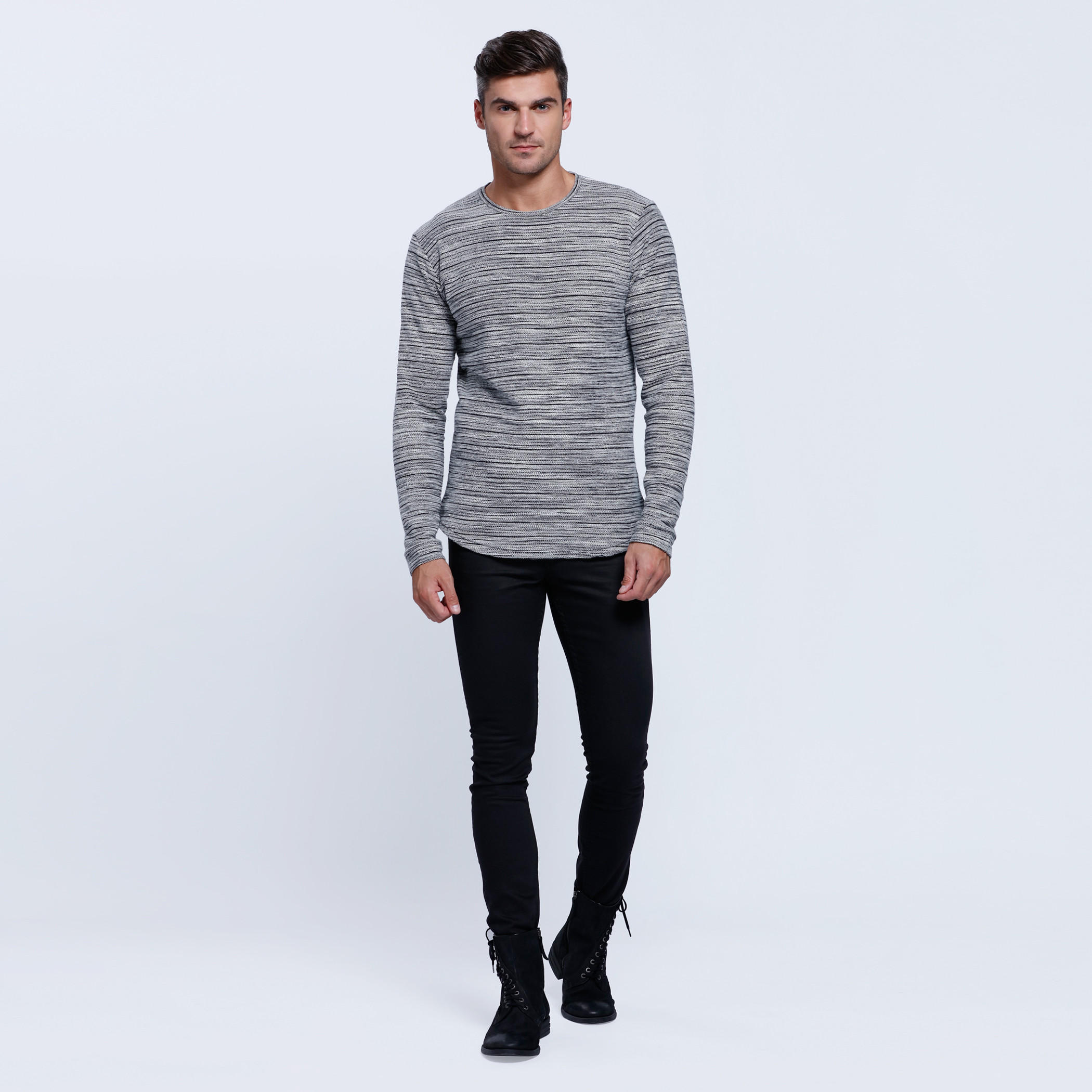 Lee Cooper Textured T-Shirt with Crew Neck and Long Sleeves-men-clothing-tshirtsandpolos-tshirts-image-5
