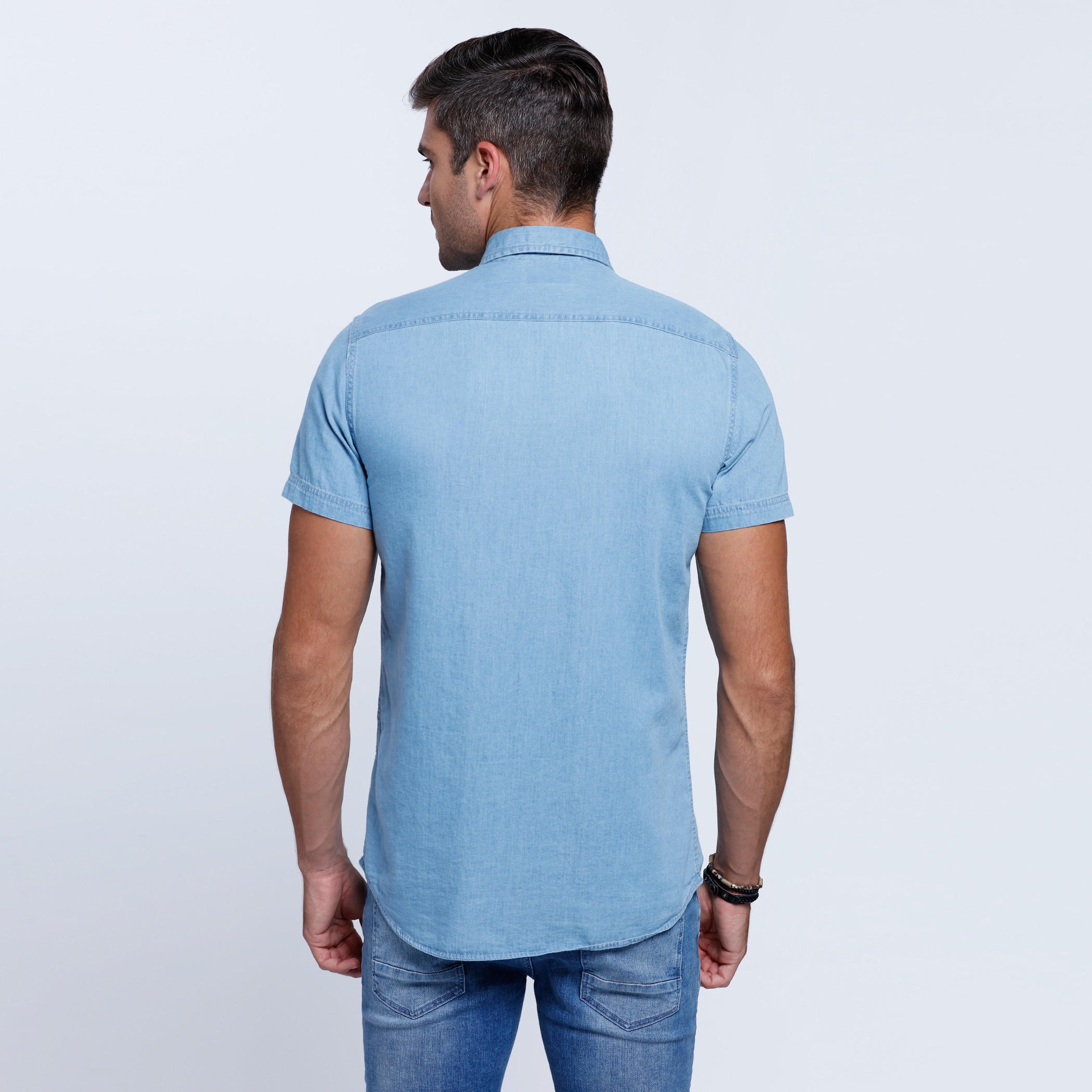 Lee Cooper Denim Shirt with Short Sleeves-men-clothing-shirts-image-2