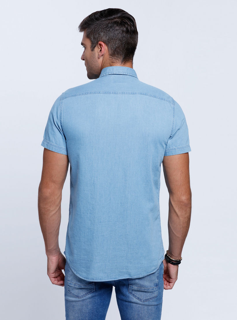 Lee Cooper Denim Shirt with Short Sleeves-men-clothing-shirts-image-4