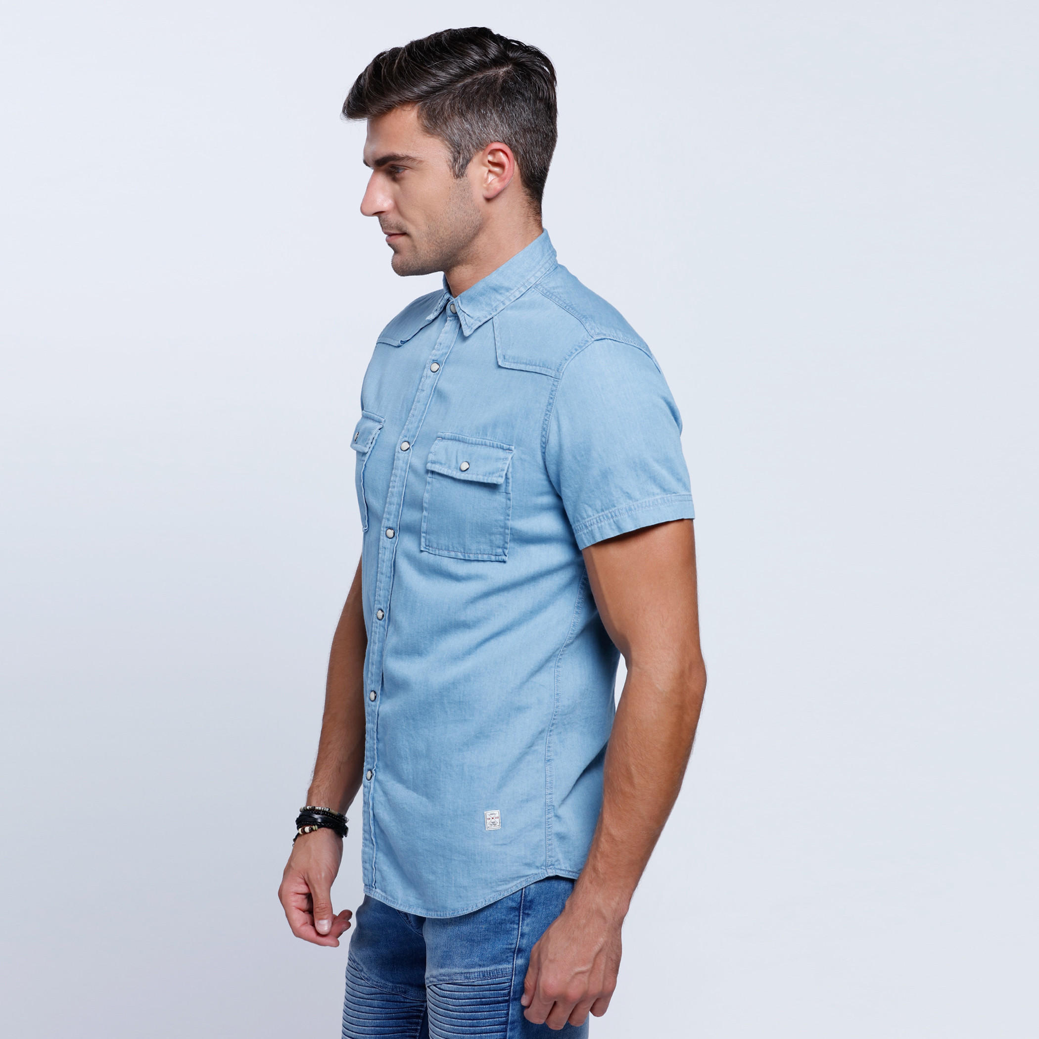 Lee Cooper Denim Shirt with Short Sleeves-men-clothing-shirts-image-3