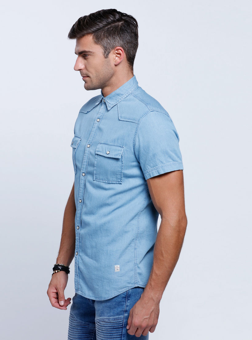 Lee Cooper Denim Shirt with Short Sleeves-men-clothing-shirts-image-3