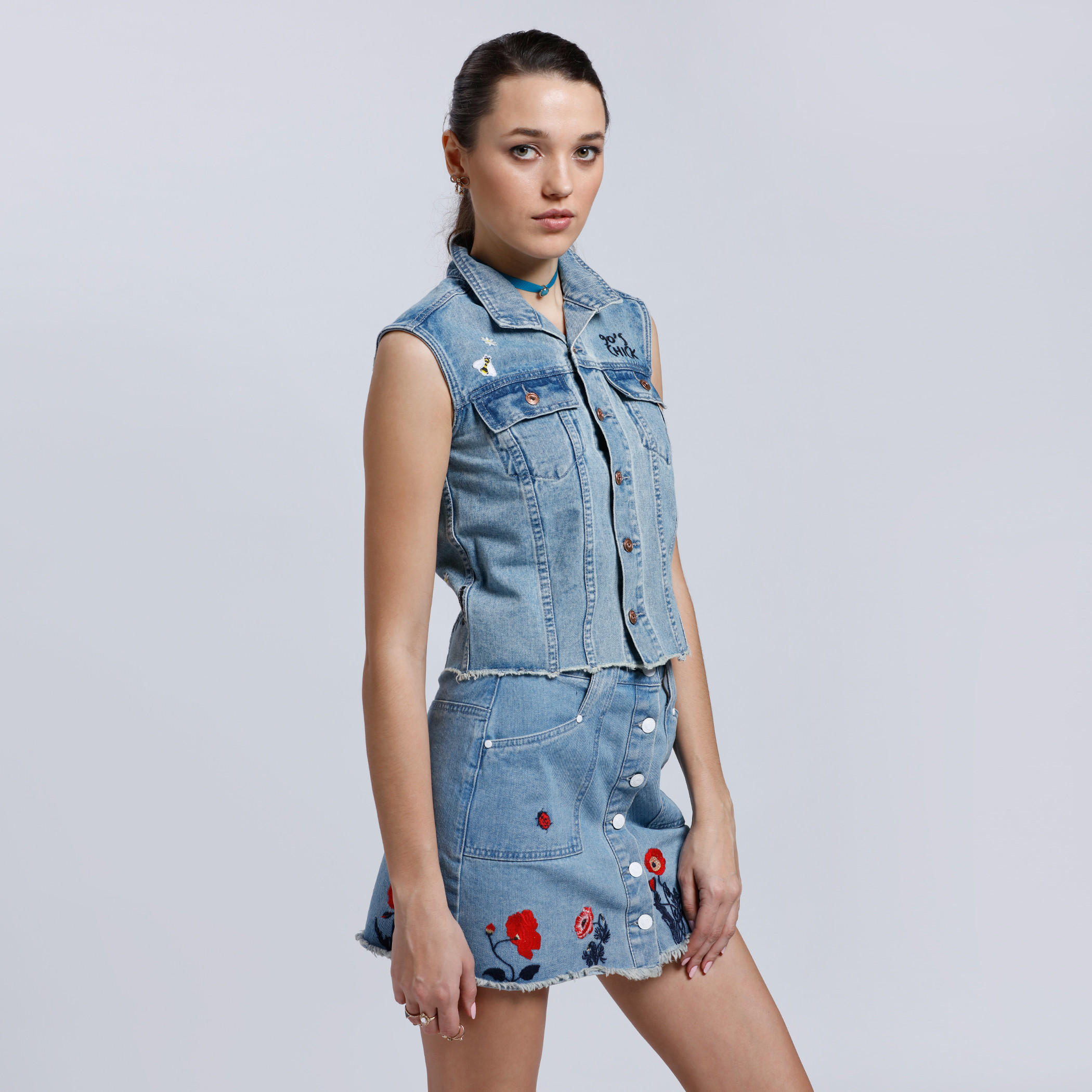 Lee Cooper Sleeveless Jacket with Button Placket-women-winterwear-coatsandjackets-jackets-image-3