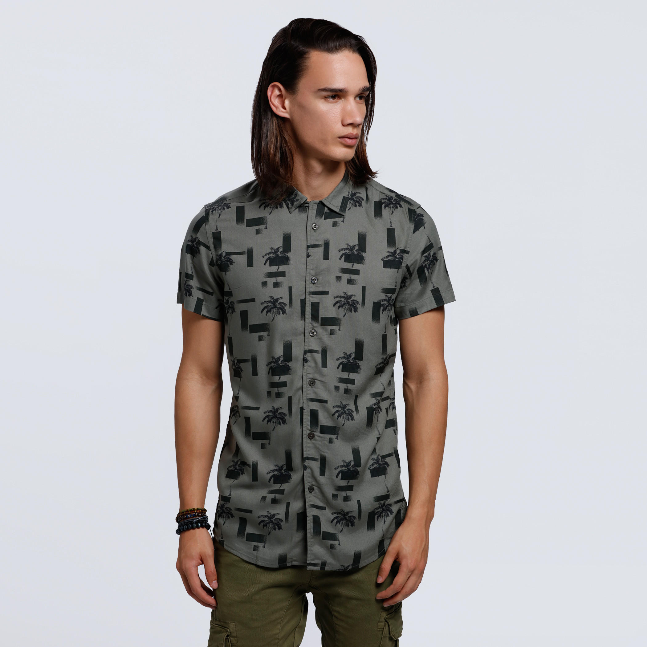 Lee Cooper Printed Shirt with Short Sleeves-men-clothing-shirts-image-1