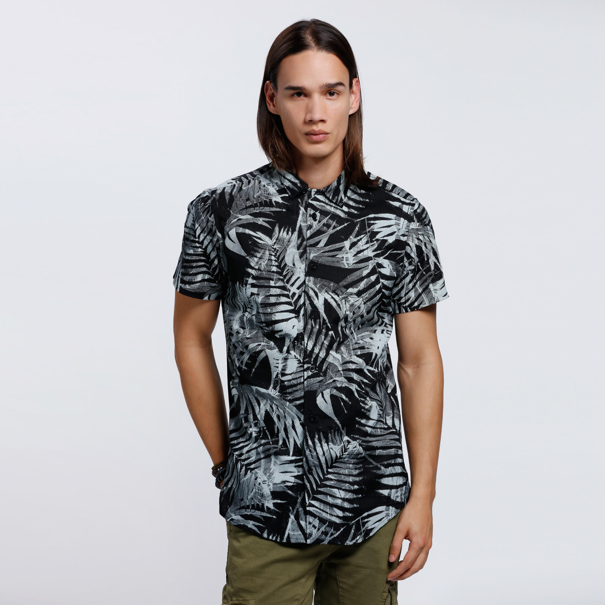 Lee Cooper Printed Shirt with Short Sleeves-men-clothing-shirts-image-1