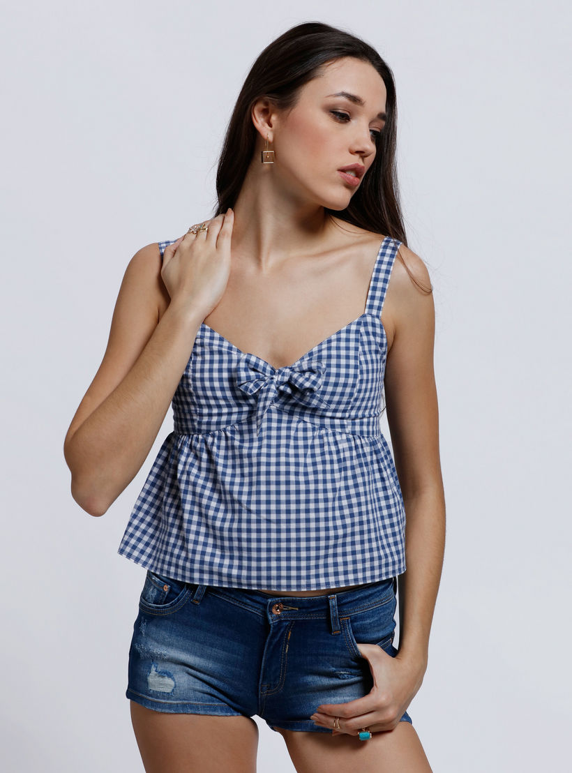 Lee Cooper Chequered Crop Top-women-clothing-shirtsandblouses-blouses-image-1