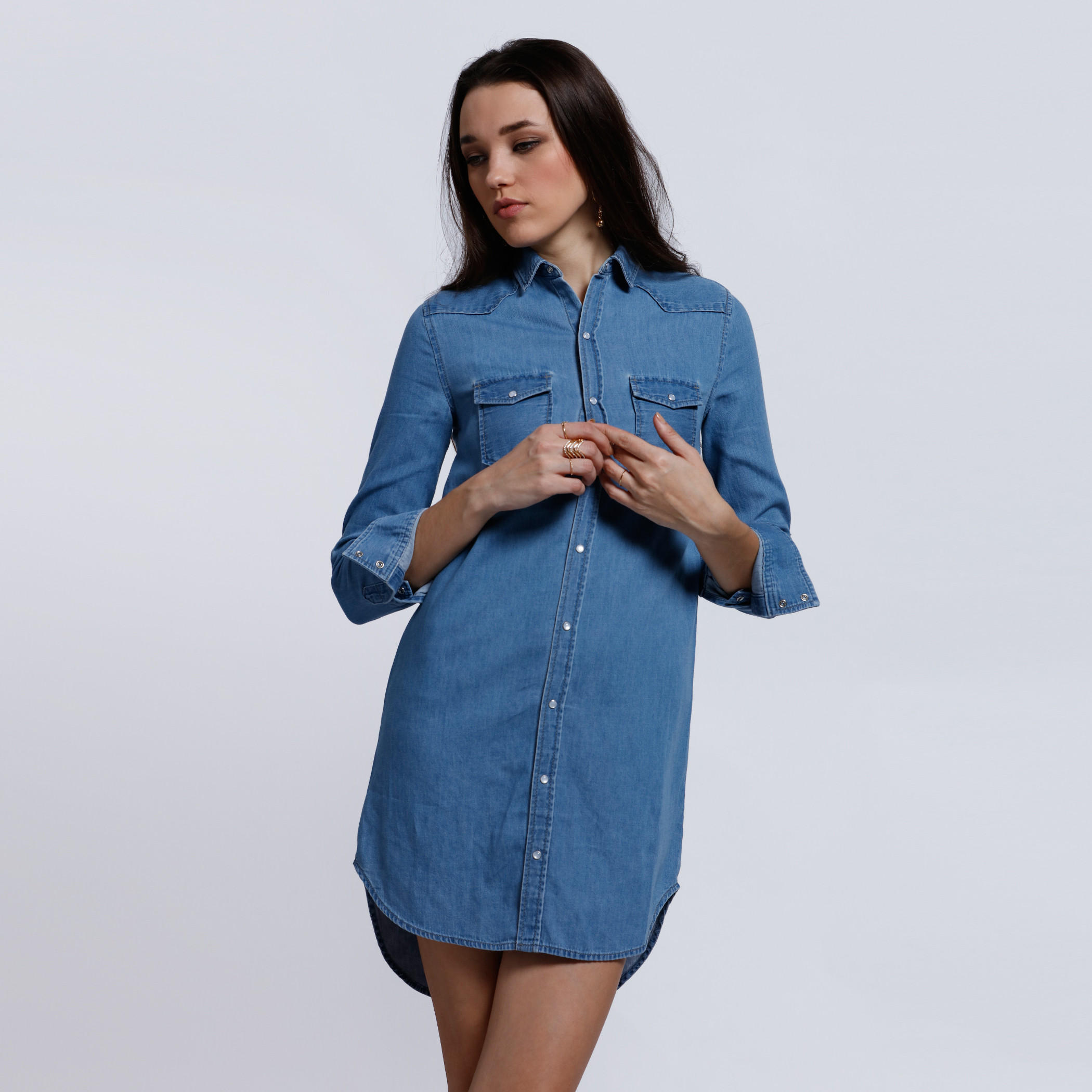 Lee Cooper Long Sleeves Shirt Dress with Complete Placket-women-clothing-dresses-image-1