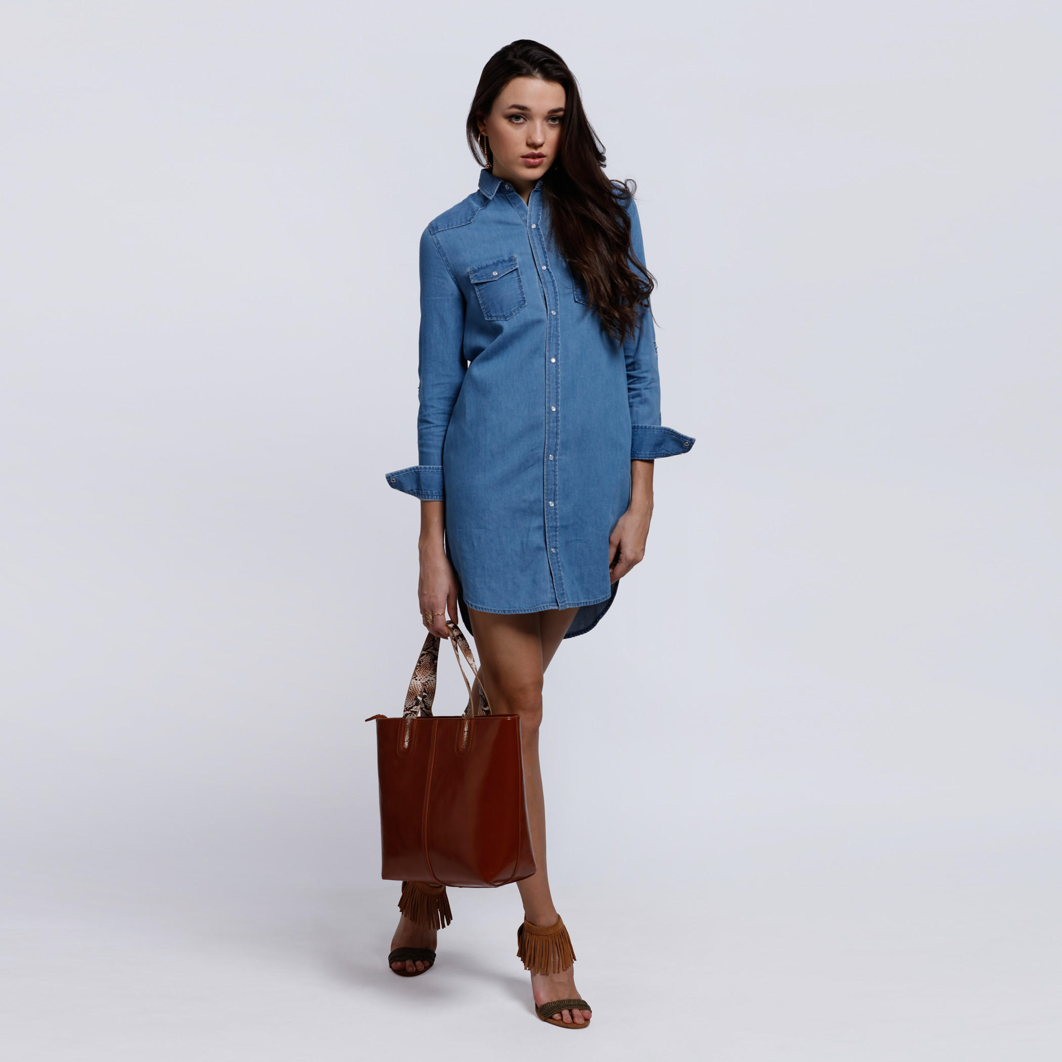 Lee Cooper Long Sleeves Shirt Dress with Complete Placket-women-clothing-dresses-image-5