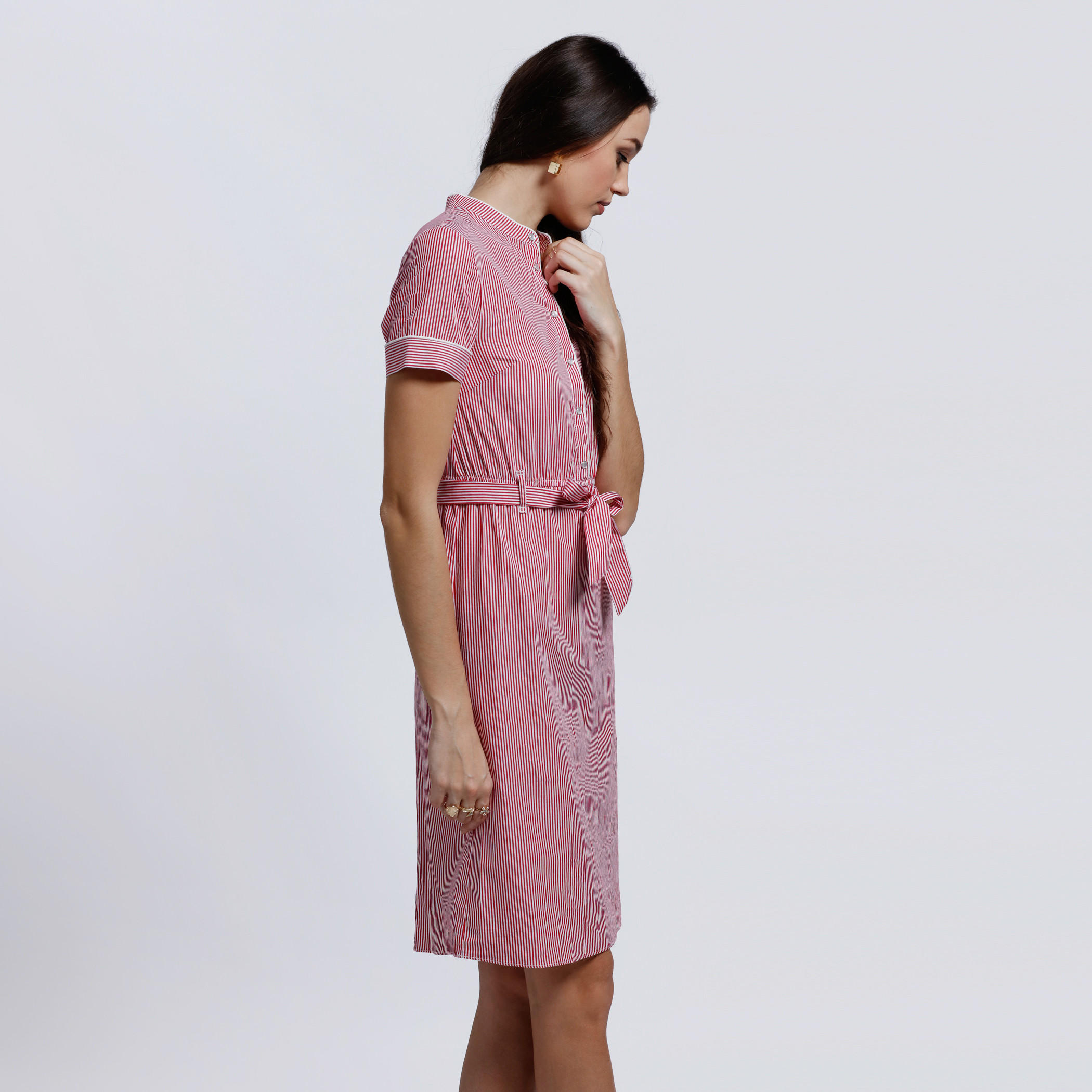 Lee Cooper Printed Shirt Dress with Short Sleeves and Tie Up -women-clothing-dresses-image-3