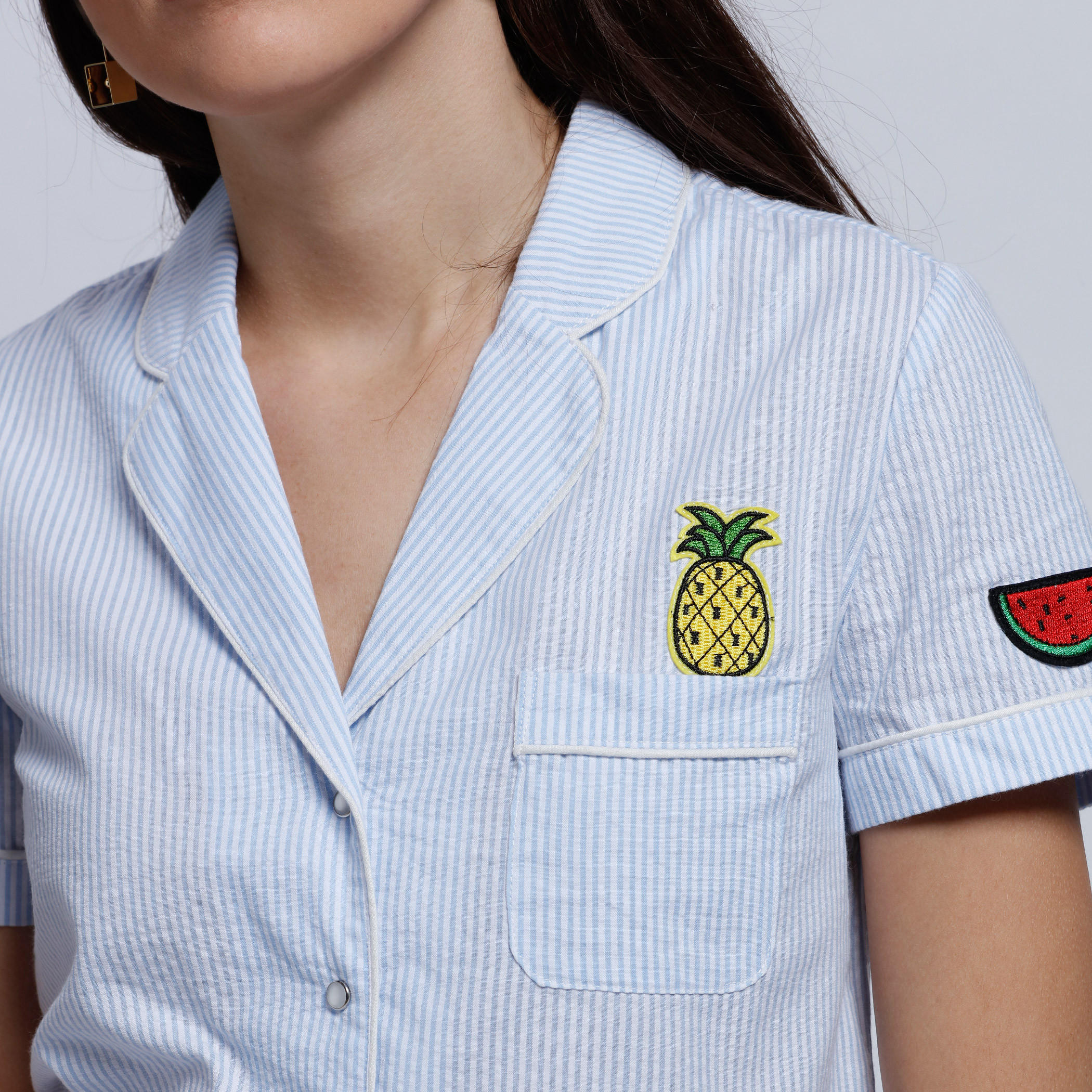 Lee Cooper Printed Shirt with Notch Collar and Short Sleeves-women-clothing-shirtsandblouses-blouses-image-4