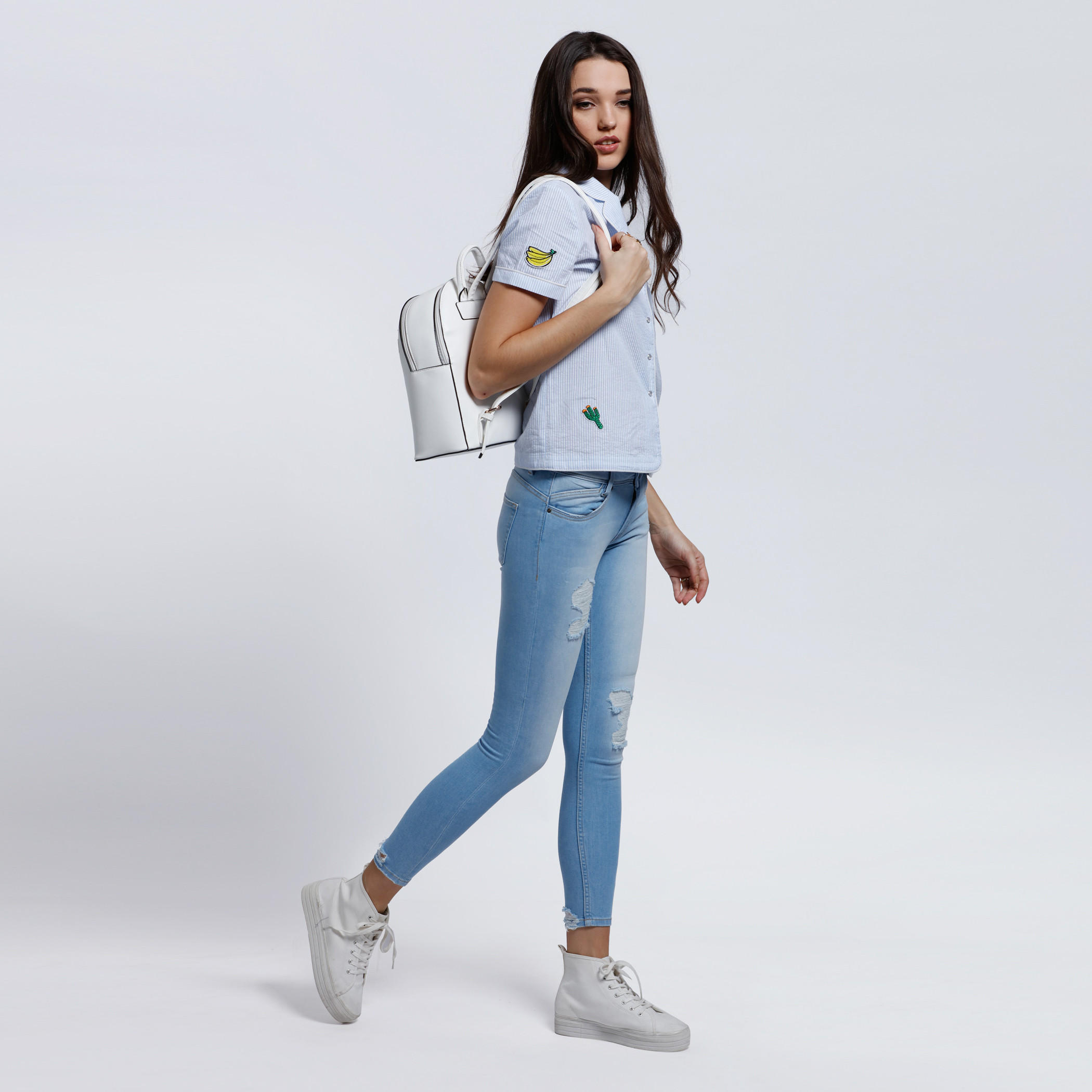 Lee Cooper Printed Shirt with Notch Collar and Short Sleeves-women-clothing-shirtsandblouses-blouses-image-5