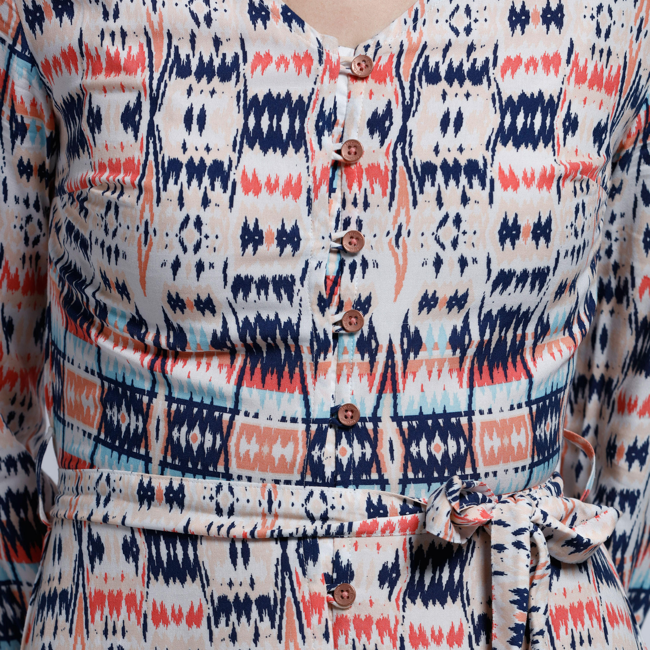 Lee Cooper Printed Maxi Dress with Long Sleeves and Tie Up -women-clothing-dresses-image-4