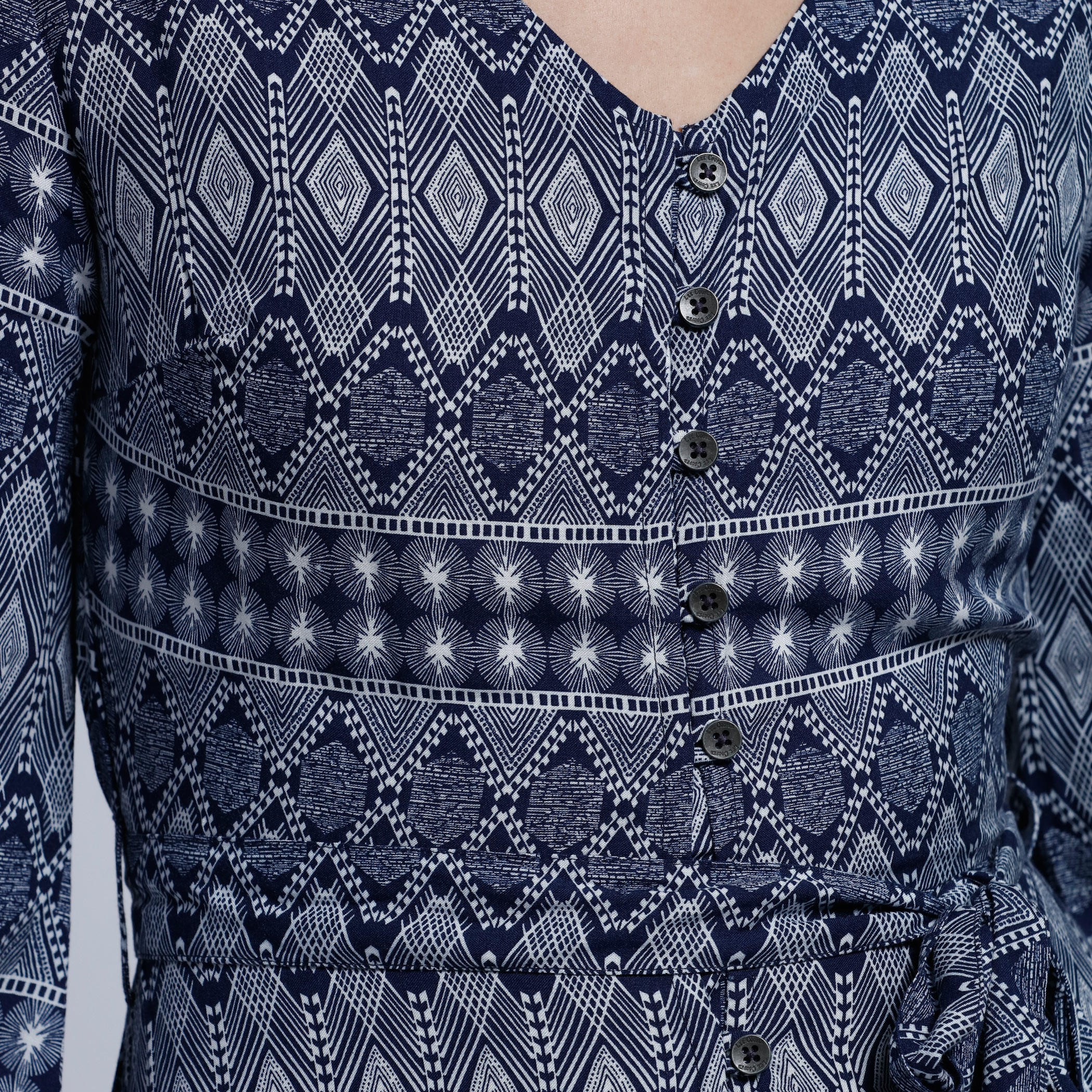 Lee Cooper Printed Maxi Dress with Long Sleeves and Tie Up -women-clothing-dresses-image-4