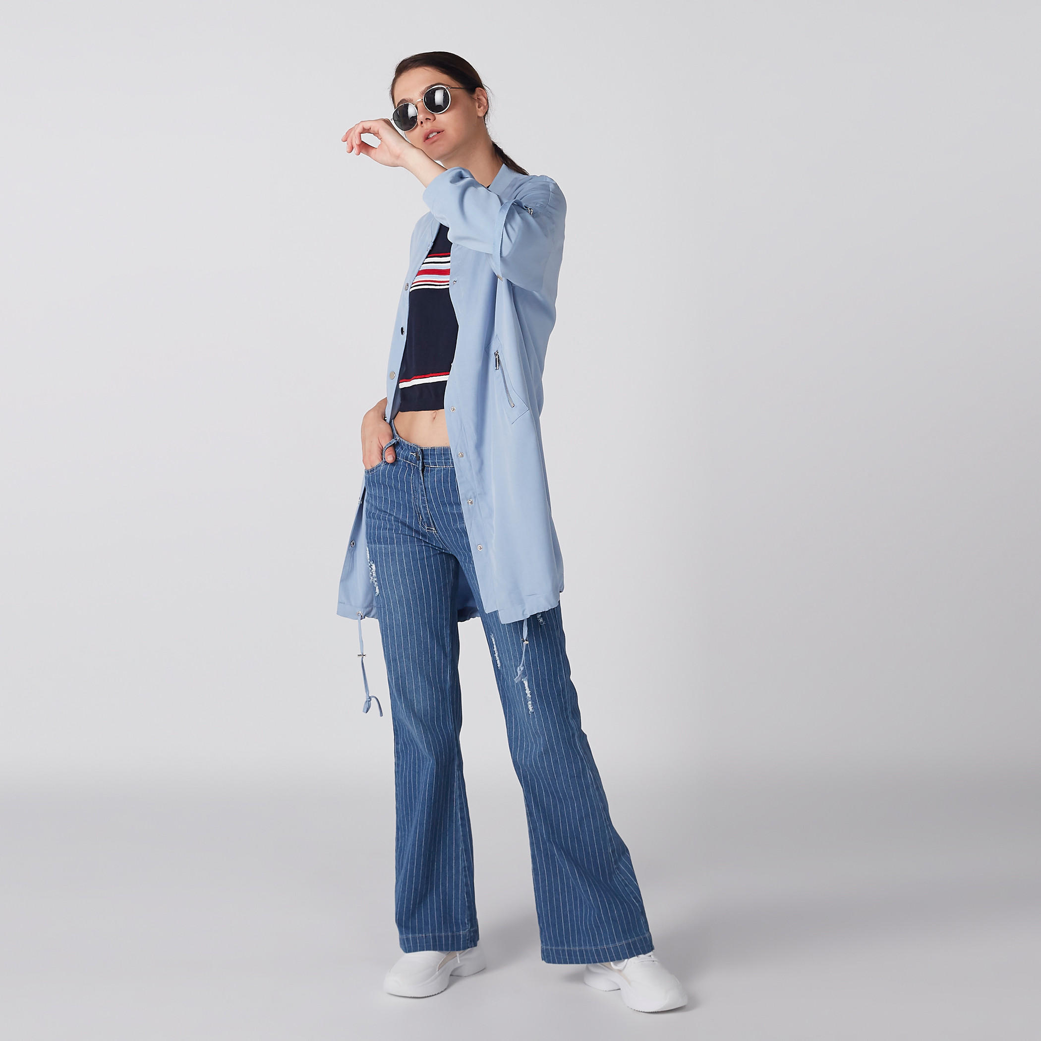 جاكيت طويل بأكمام طويلة وزر إغلاق من لي كوبر-women-winterwear-coatsandjackets-jackets-image-5
