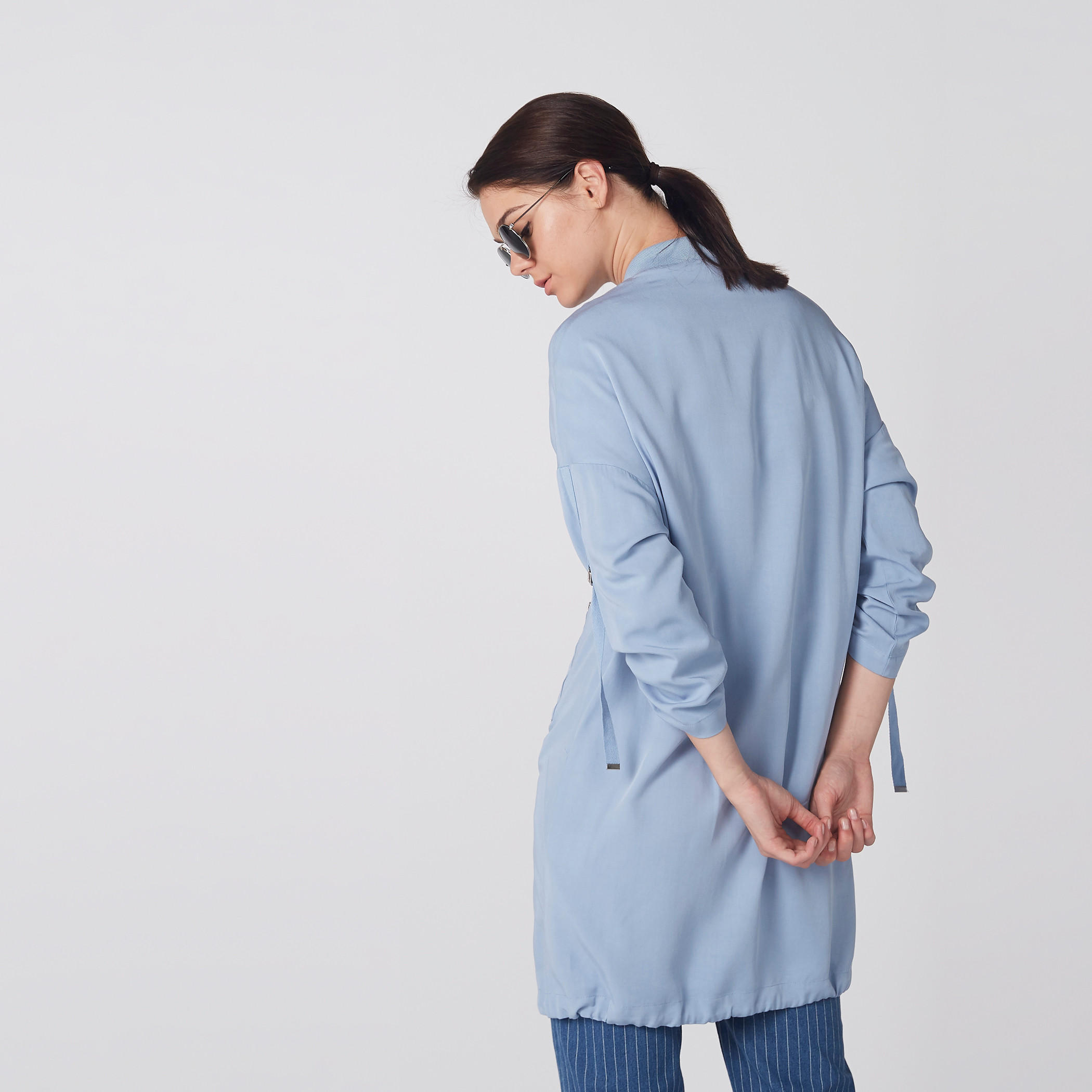 جاكيت طويل بأكمام طويلة وزر إغلاق من لي كوبر-women-winterwear-coatsandjackets-jackets-image-1