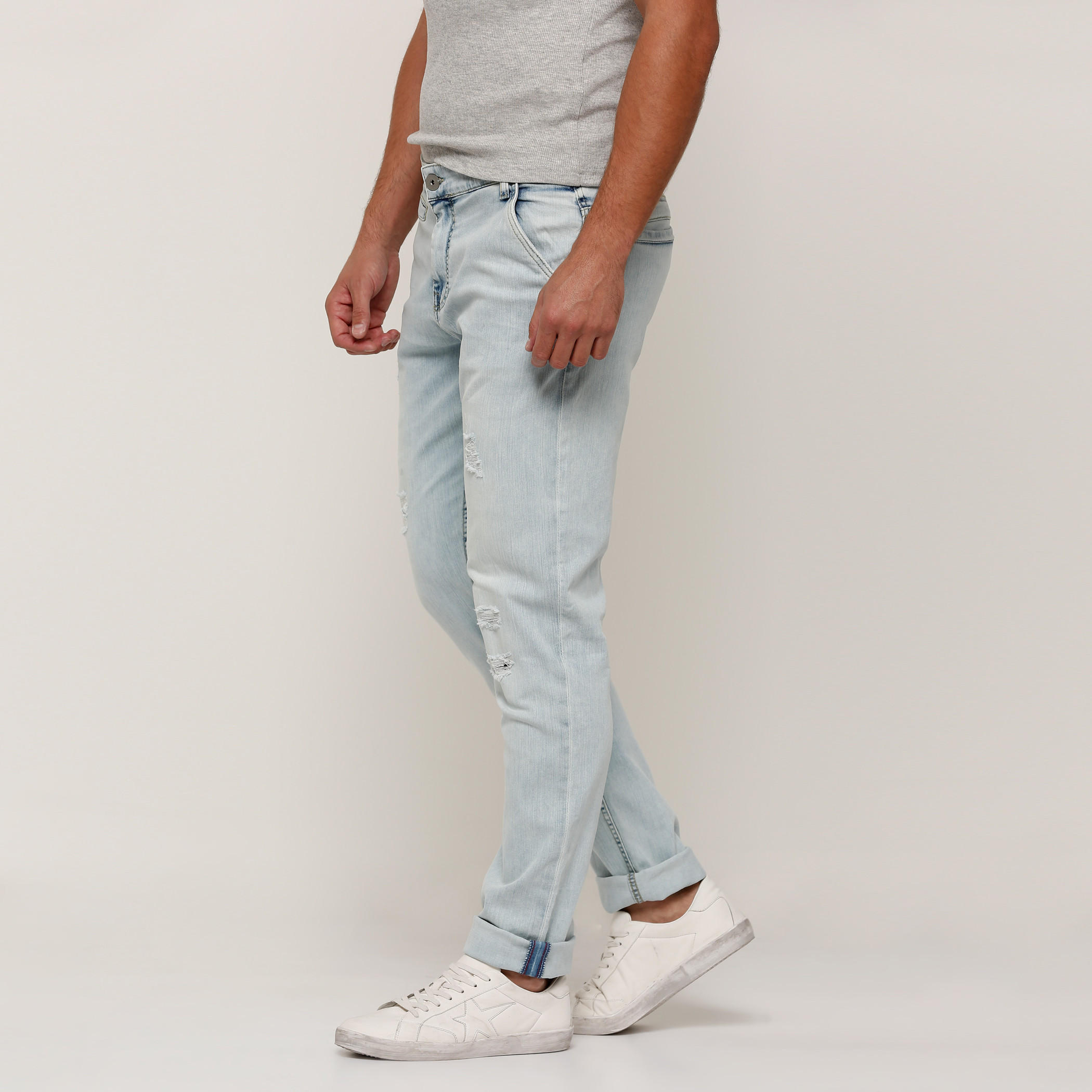 بنطال جينز طويل بتصميم ممزق بجيوب من لي كوبر-men-clothing-bottoms-jeans-image-3