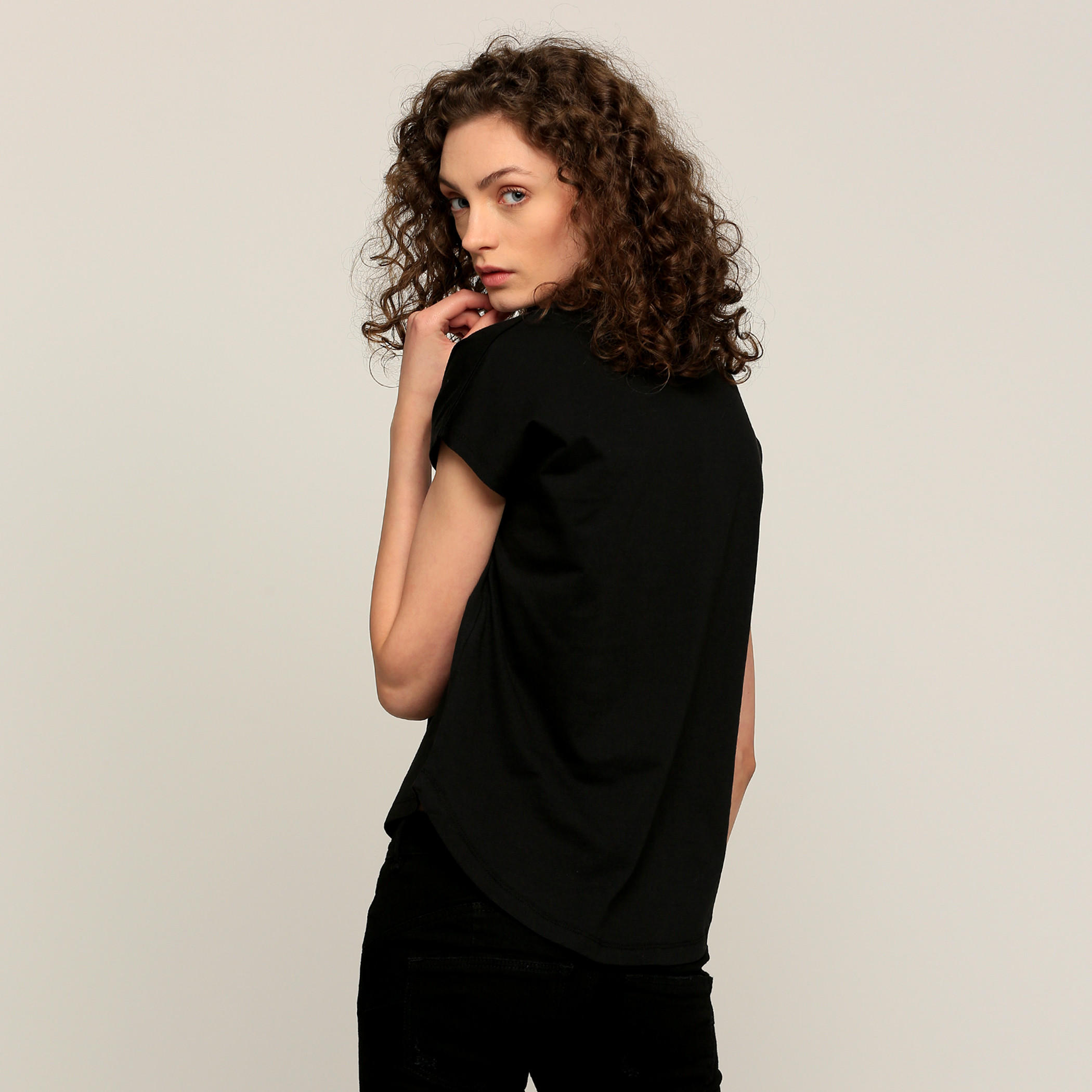 Lee Cooper Embroidered Round Neck T-Shirt with Cap Sleeves-women-clothing-tshirts-image-2