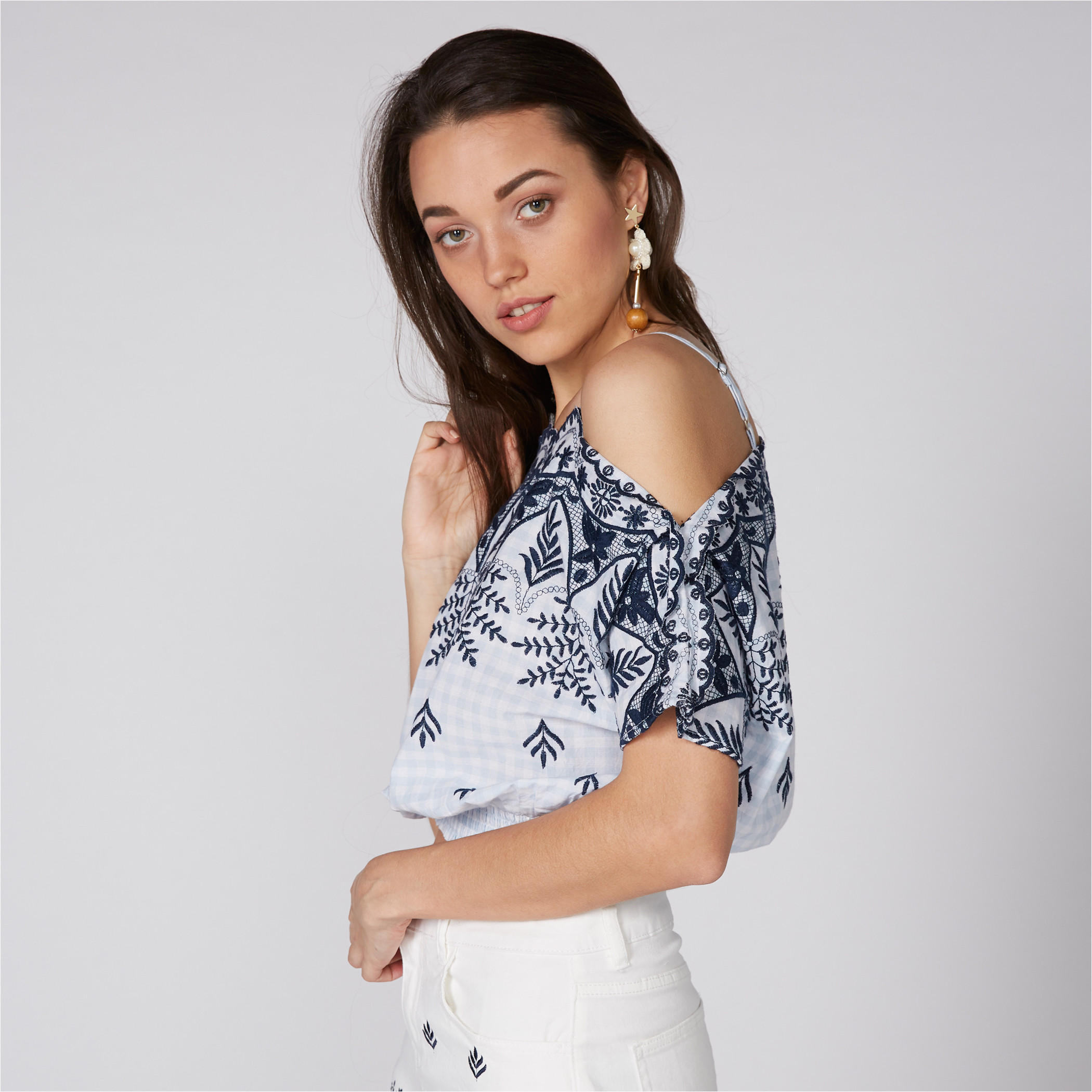 Lee Cooper Embroidered Crop Top with Adjustable Straps-women-clothing-shirtsandblouses-blouses-image-2