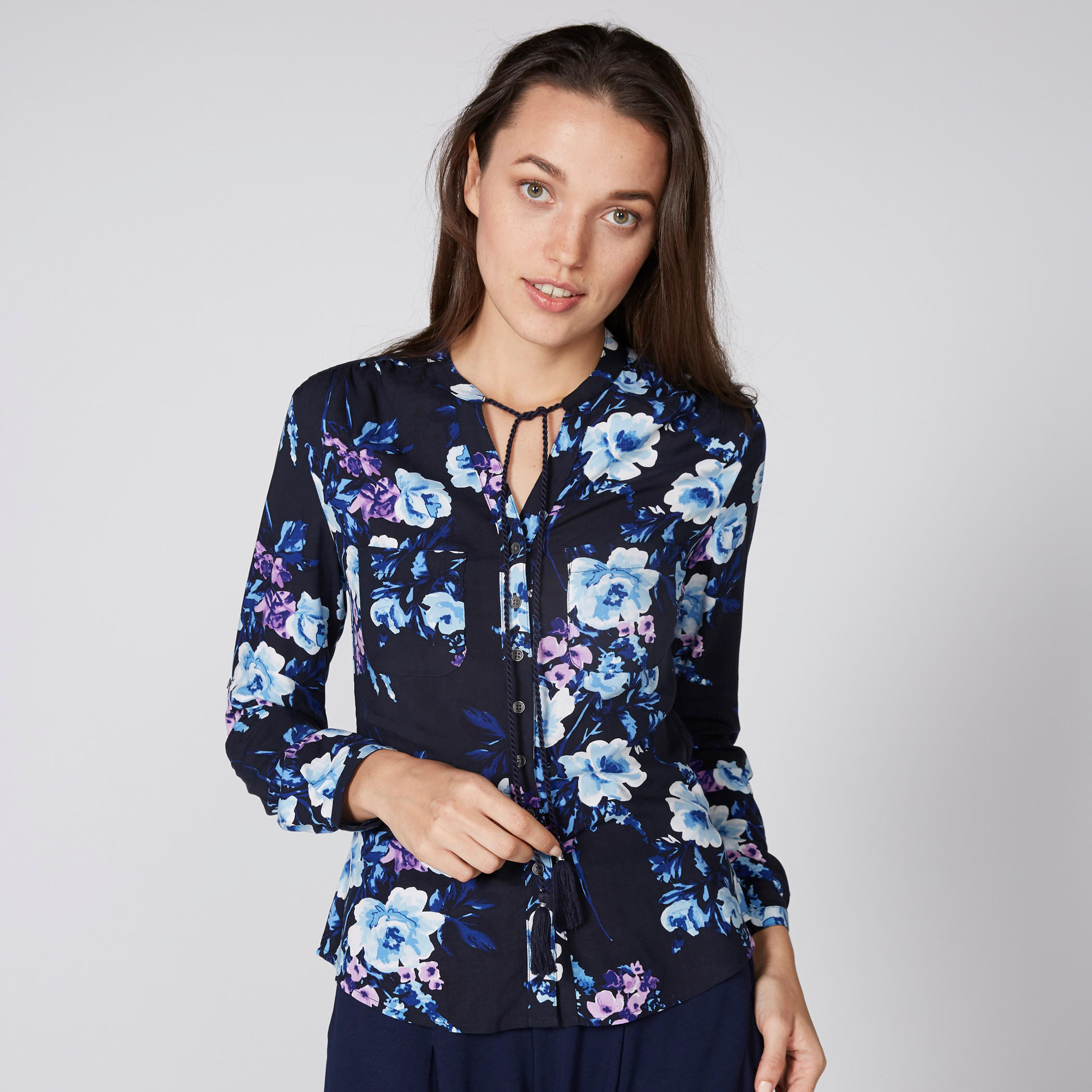 قميص بأكمام طويلة ورباط مع طبعات من لي كوبر-women-clothing-shirtsandblouses-shirts-image-1