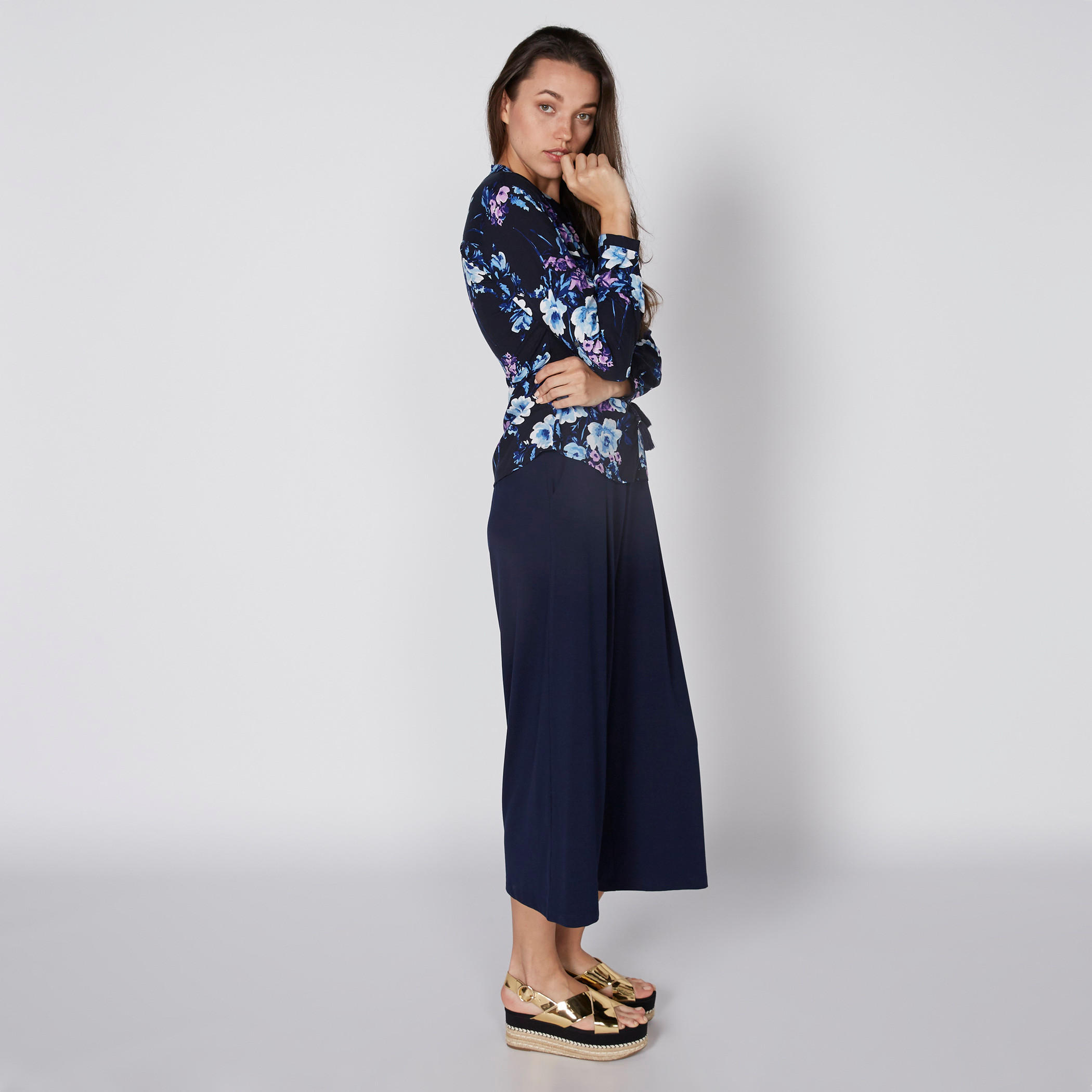 Lee Cooper Printed Shirt with Long Sleeves and Tie- Up Detail-women-clothing-shirtsandblouses-shirts-image-2