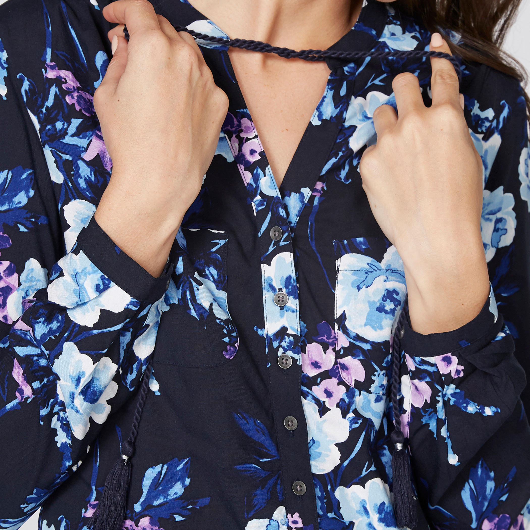 Lee Cooper Printed Shirt with Long Sleeves and Tie- Up Detail-women-clothing-shirtsandblouses-shirts-image-3