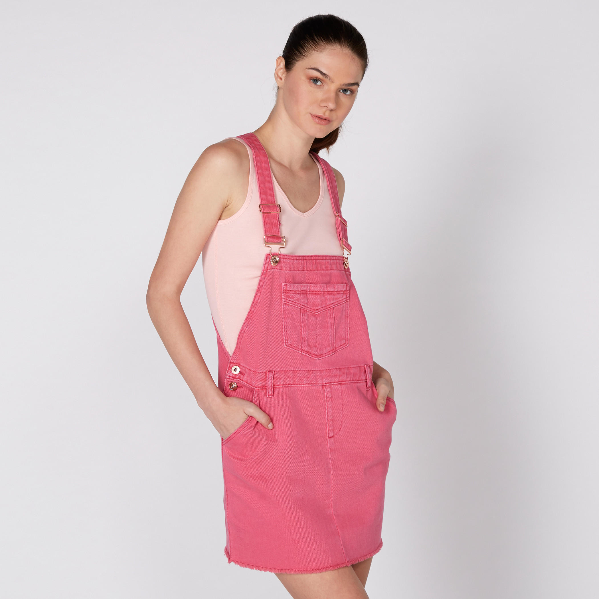 Lee Cooper Denim Pinafore with Pocket Detail-women-clothing-dresses-image-1
