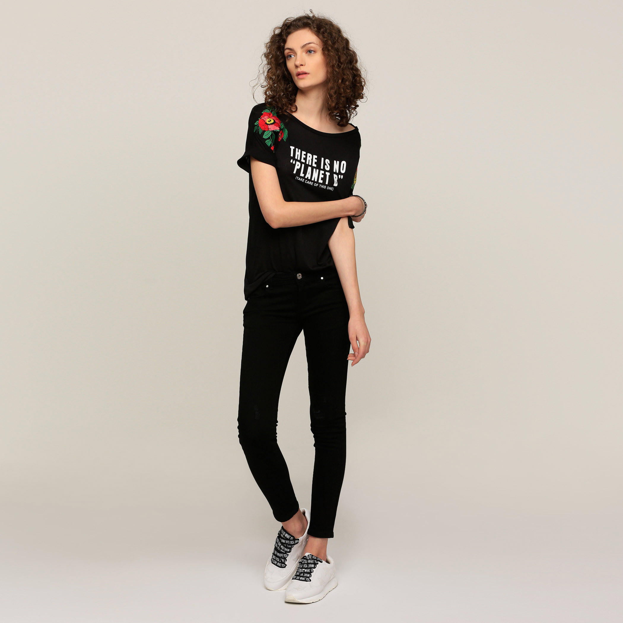 Lee Cooper Embroidered Round Neck T-Shirt with Short Sleeves-women-clothing-shirtsandblouses-shirts-image-5