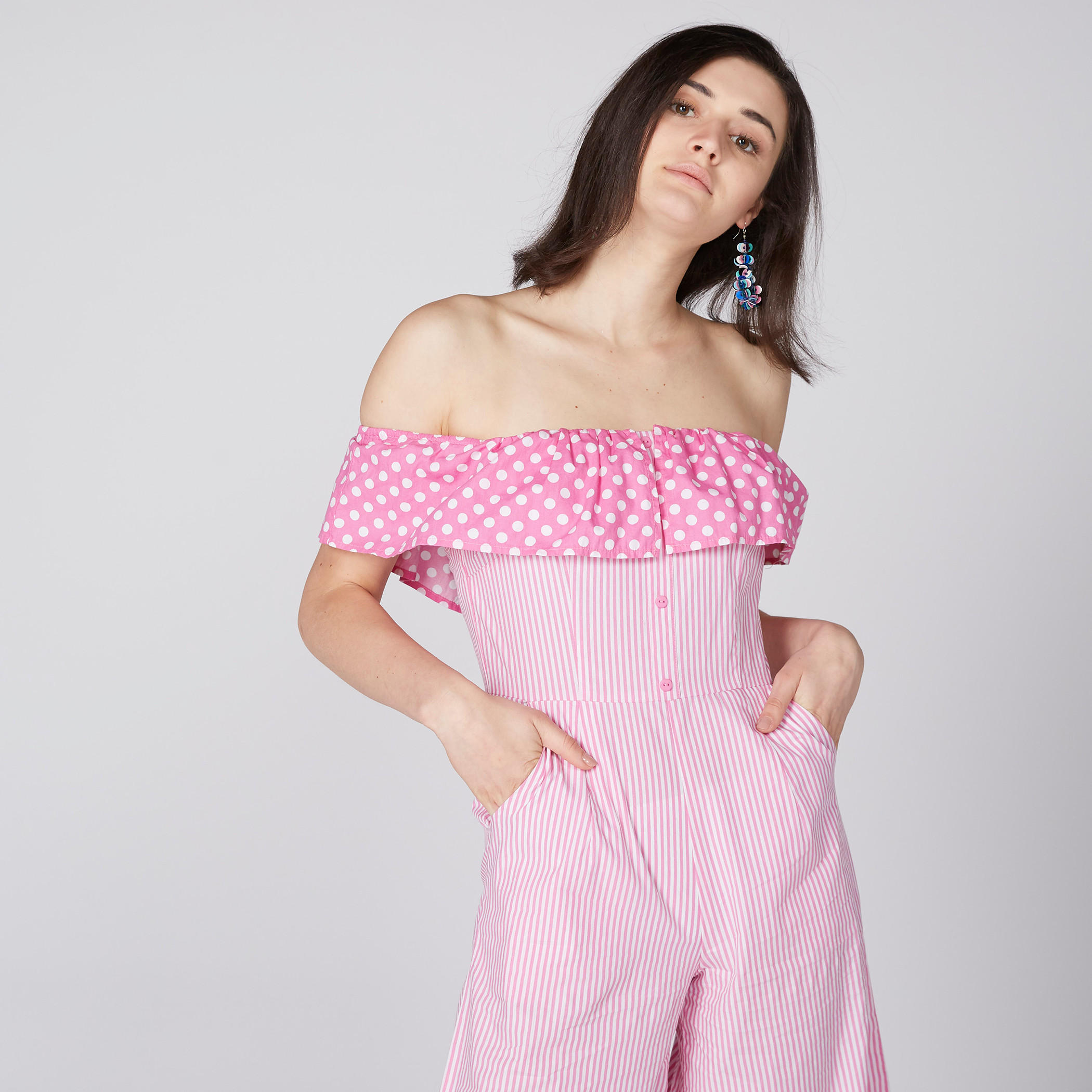 أفرول مكشوف الأكتاف بجيوب وطبعات من لي كوبر-women-clothing-jumpsuits-image-1
